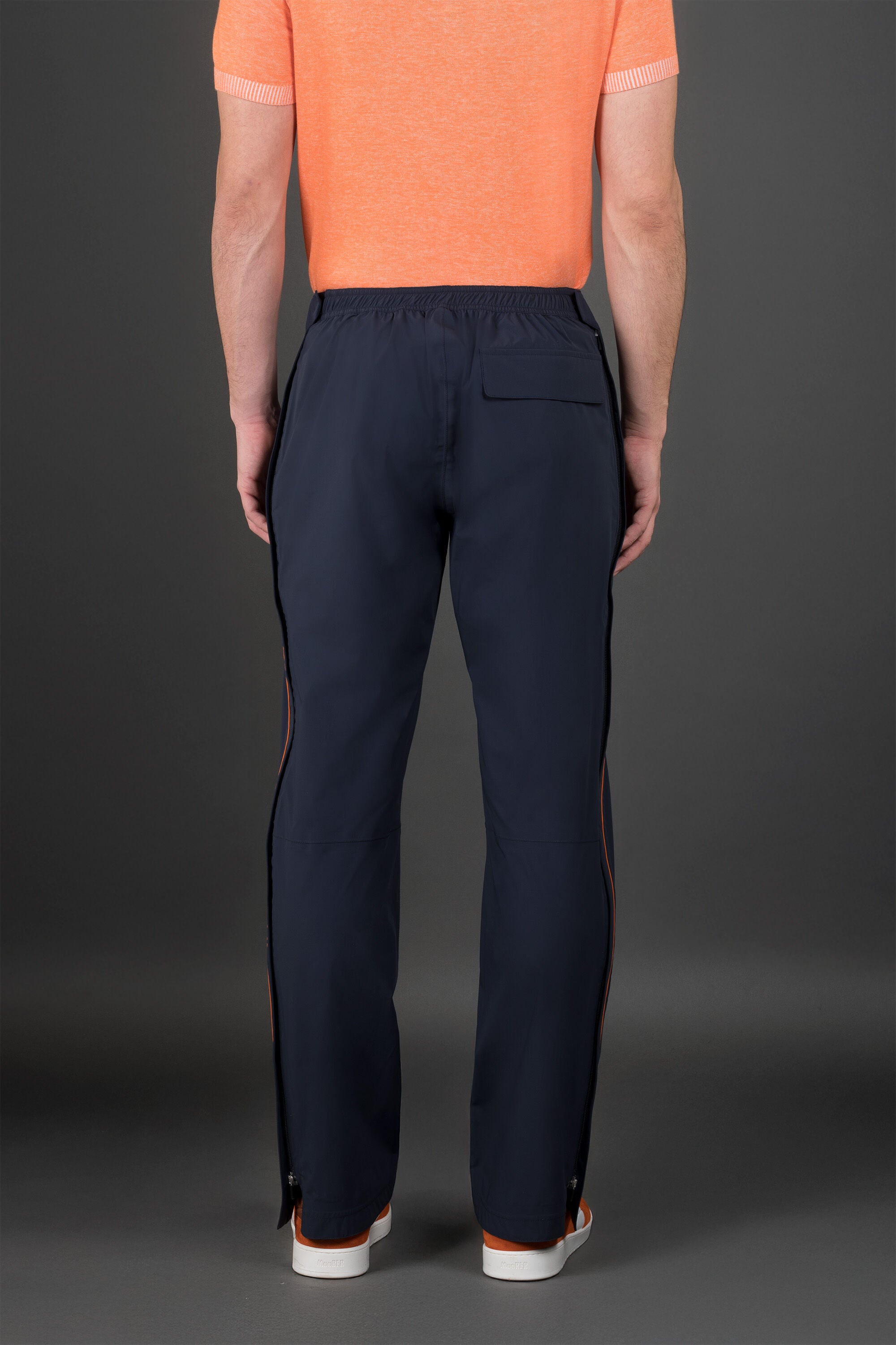 MOORER MEN'S NAVY TAILORED STRAIGHT TROUSERS