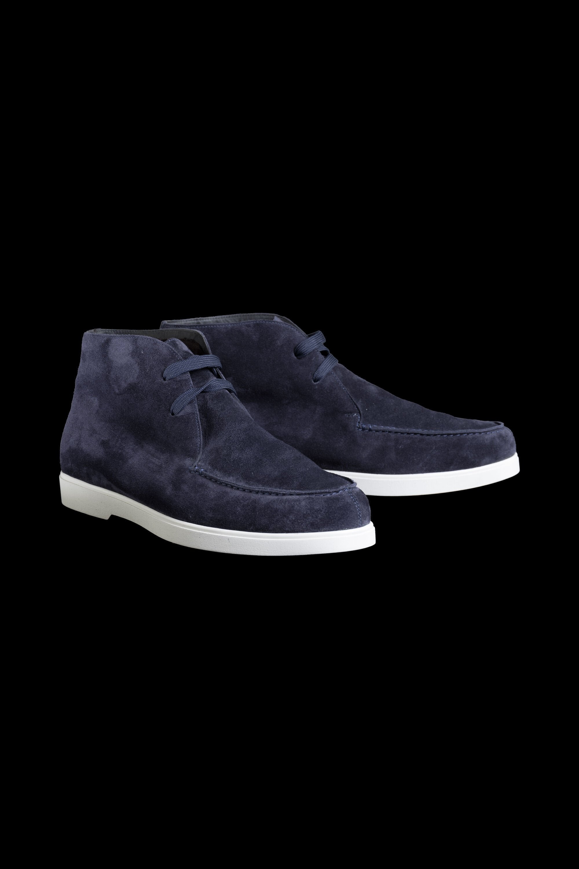 MOORER MEN'S NAVY SUEDE LACE-UP CHUKKA BOOTS