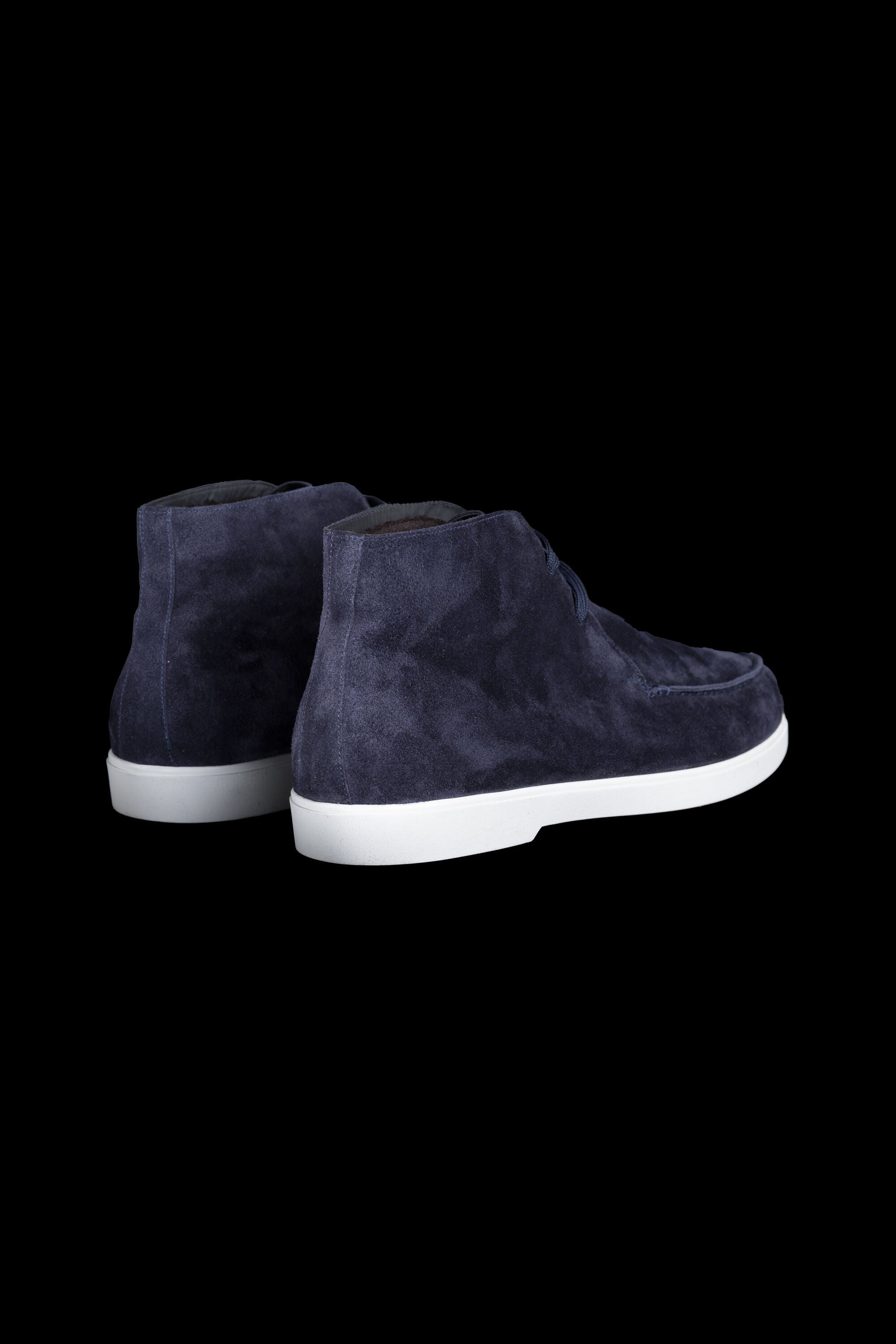 MOORER MEN'S NAVY SUEDE LACE-UP CHUKKA BOOTS