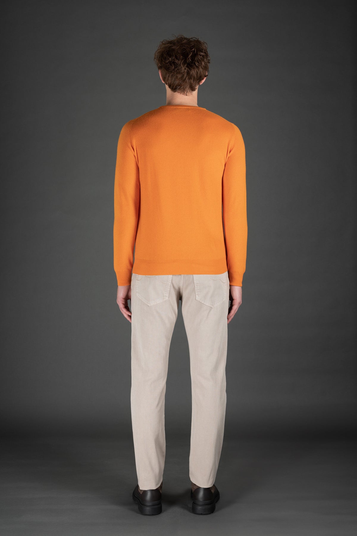 MOORER MEN'S BRIGHT ORANGE CREWNECK SWEATER