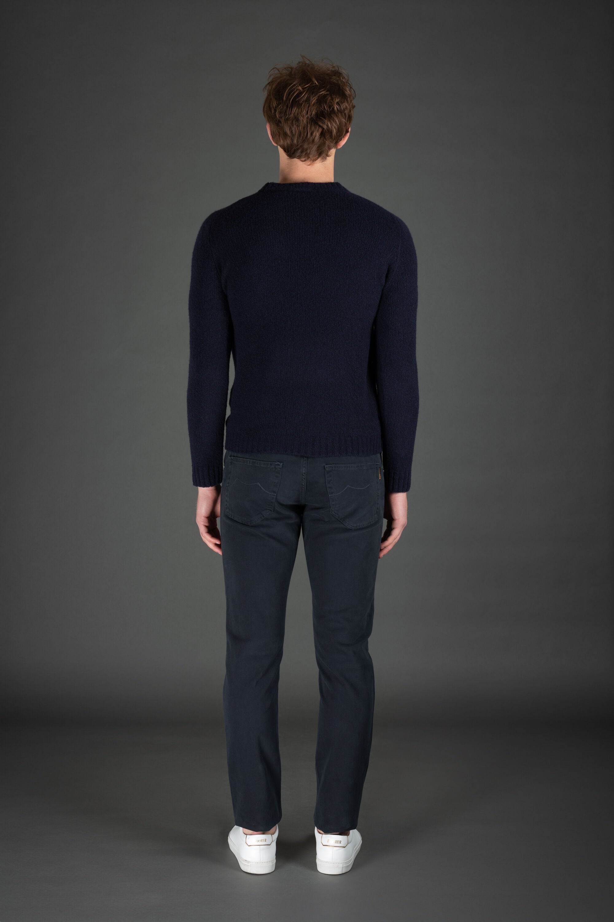MOORER MEN'S NAVY TEXTURED KNIT SWEATER