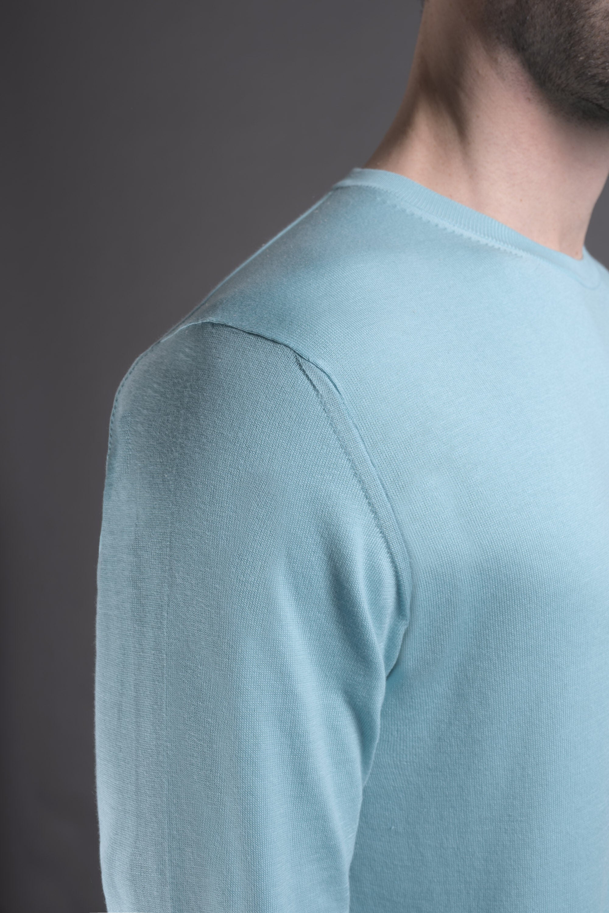 MOORER MEN'S CARIBBEAN TURQUOISE CREWNECK SWEATER