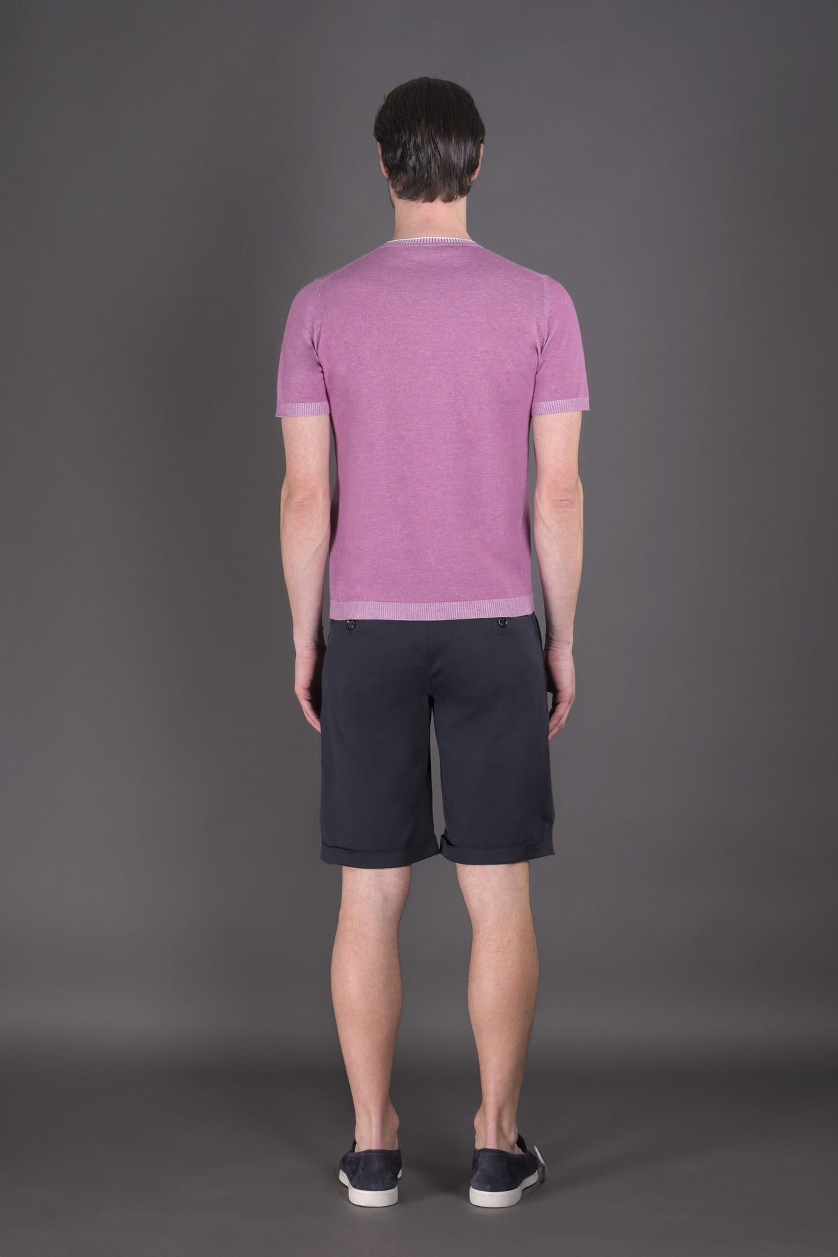 MOORER MEN'S LIGHT PURPLE SHORT SLEEVE SWEATER