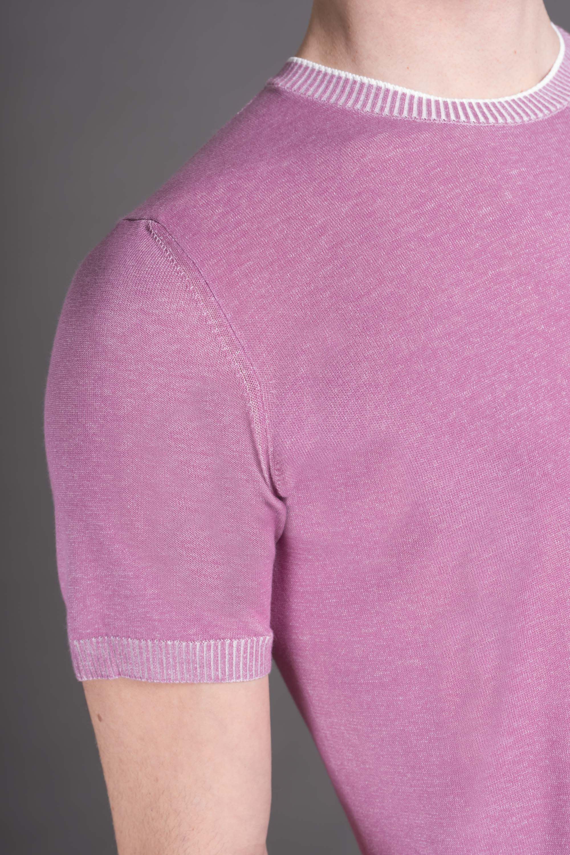 MOORER MEN'S LIGHT PURPLE SHORT SLEEVE SWEATER