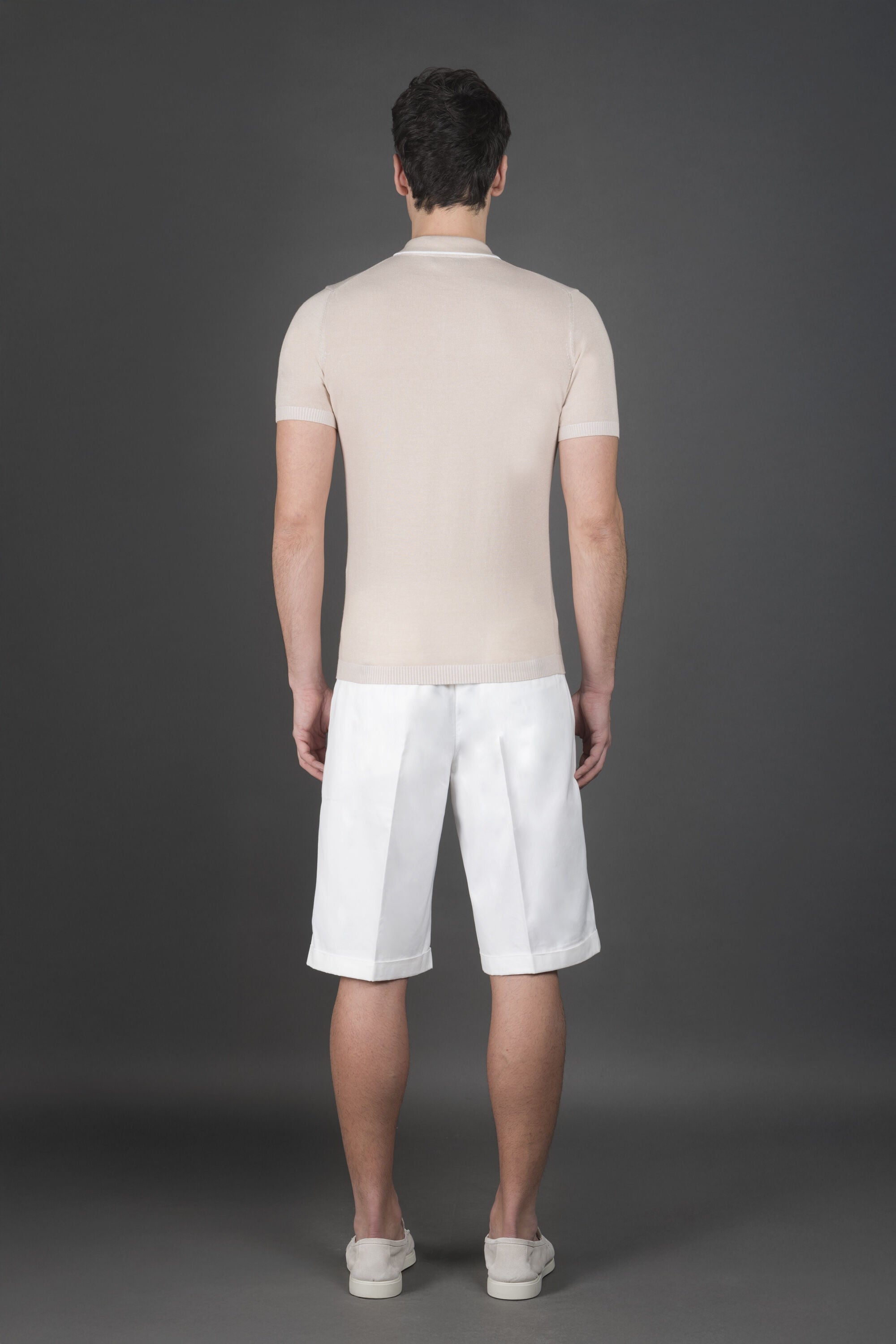 MOORER MEN'S BEIGE SHORT SLEEVE SWEATER
