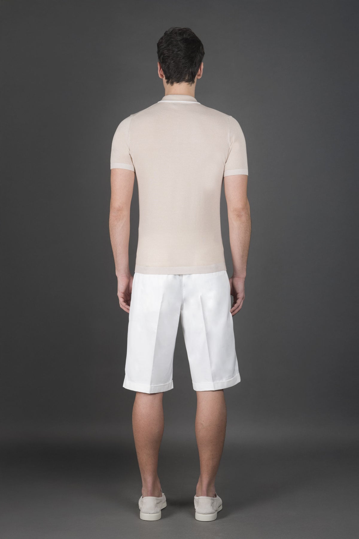 MOORER MEN'S BEIGE SHORT SLEEVE SWEATER