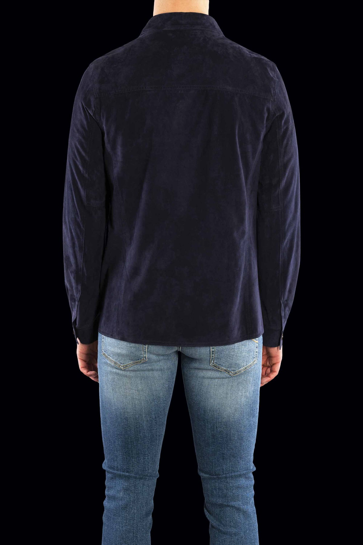 MOORER MEN'S BLUE SUEDE BUTTON-UP JACKET