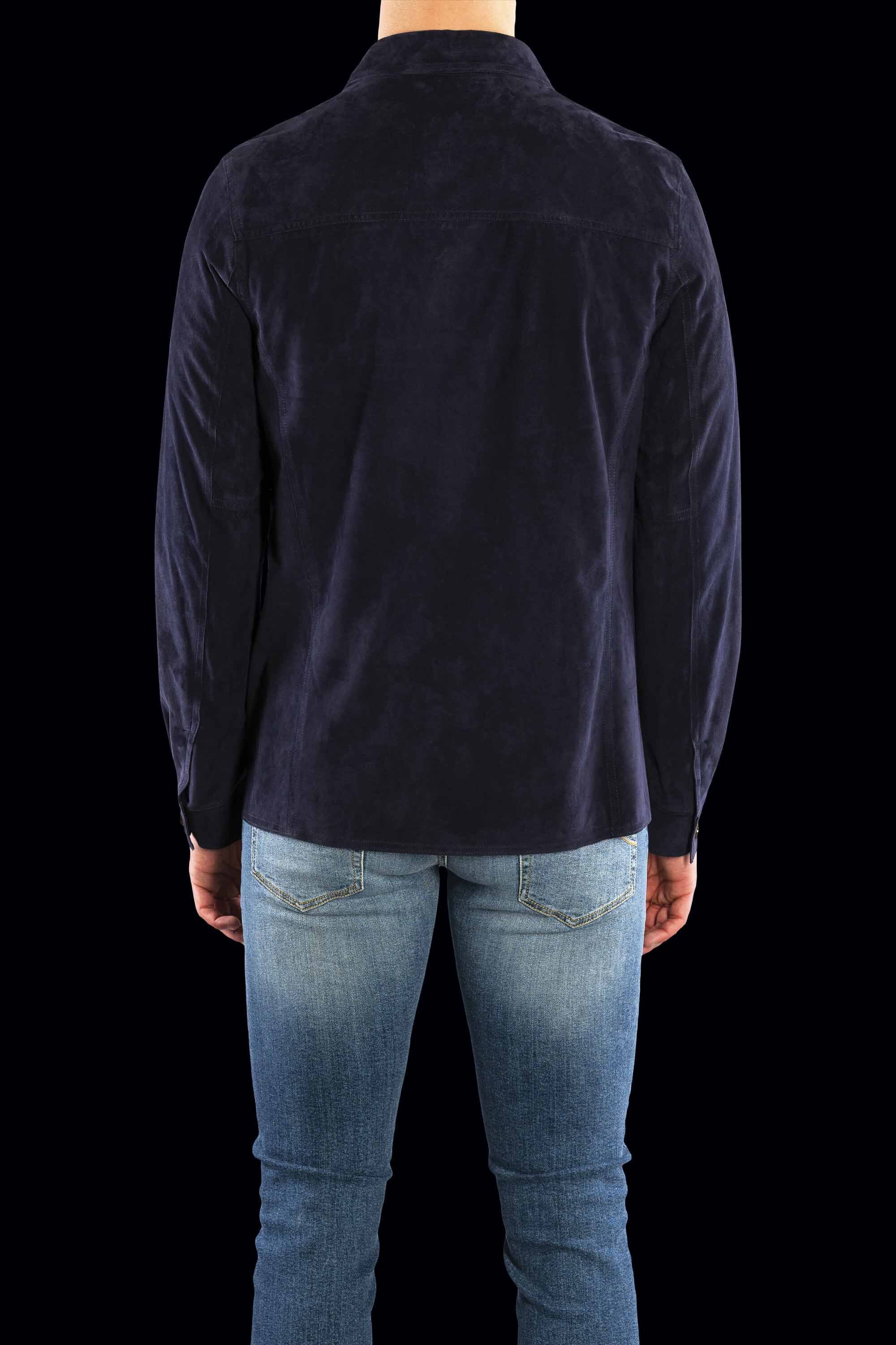 MOORER MEN'S BLUE SUEDE BUTTON-UP JACKET