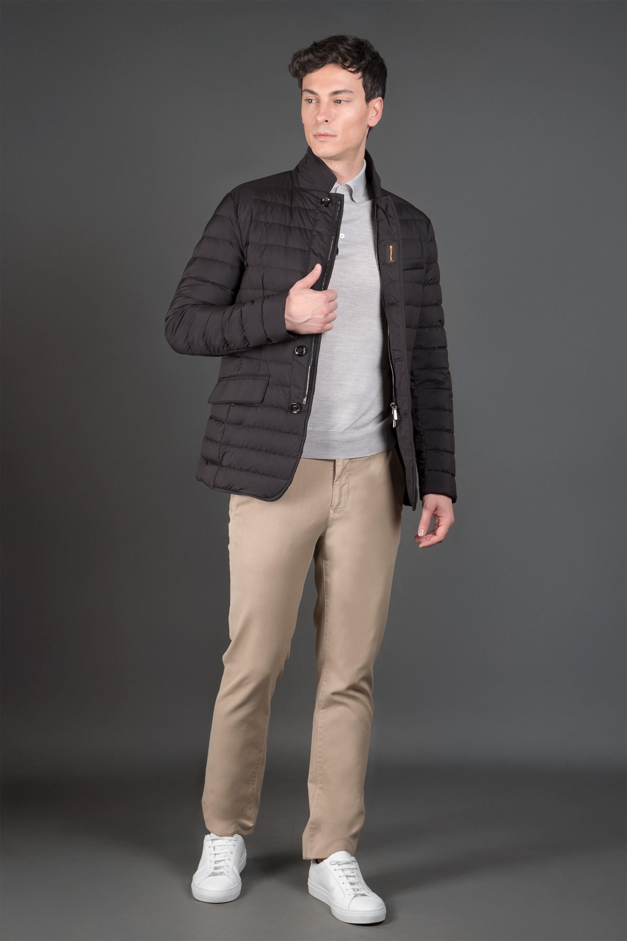 MOORER MEN'S BLACK QUILTED JACKET WITH POCKETS