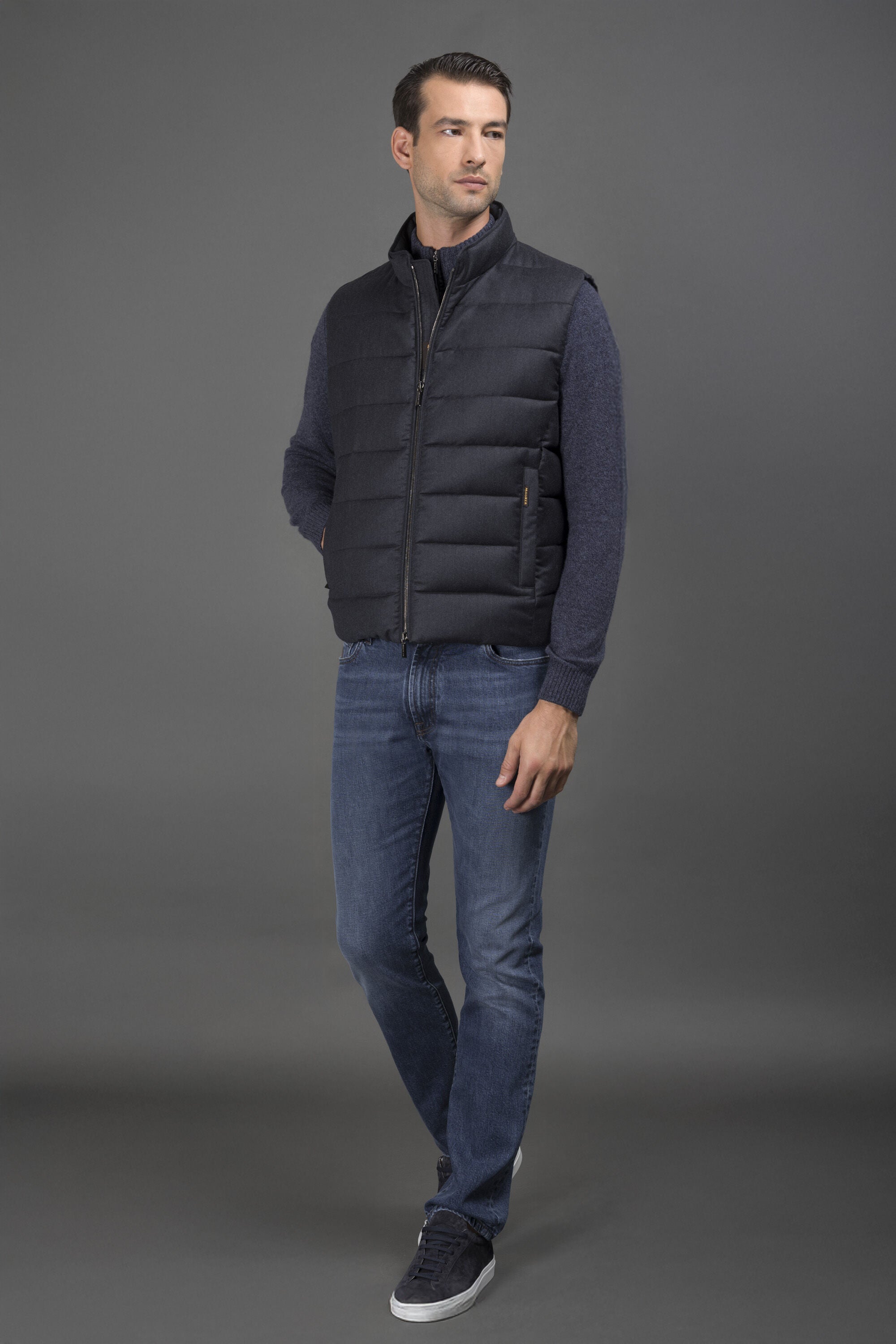 MOORER MEN'S BLUE QUILTED VEST