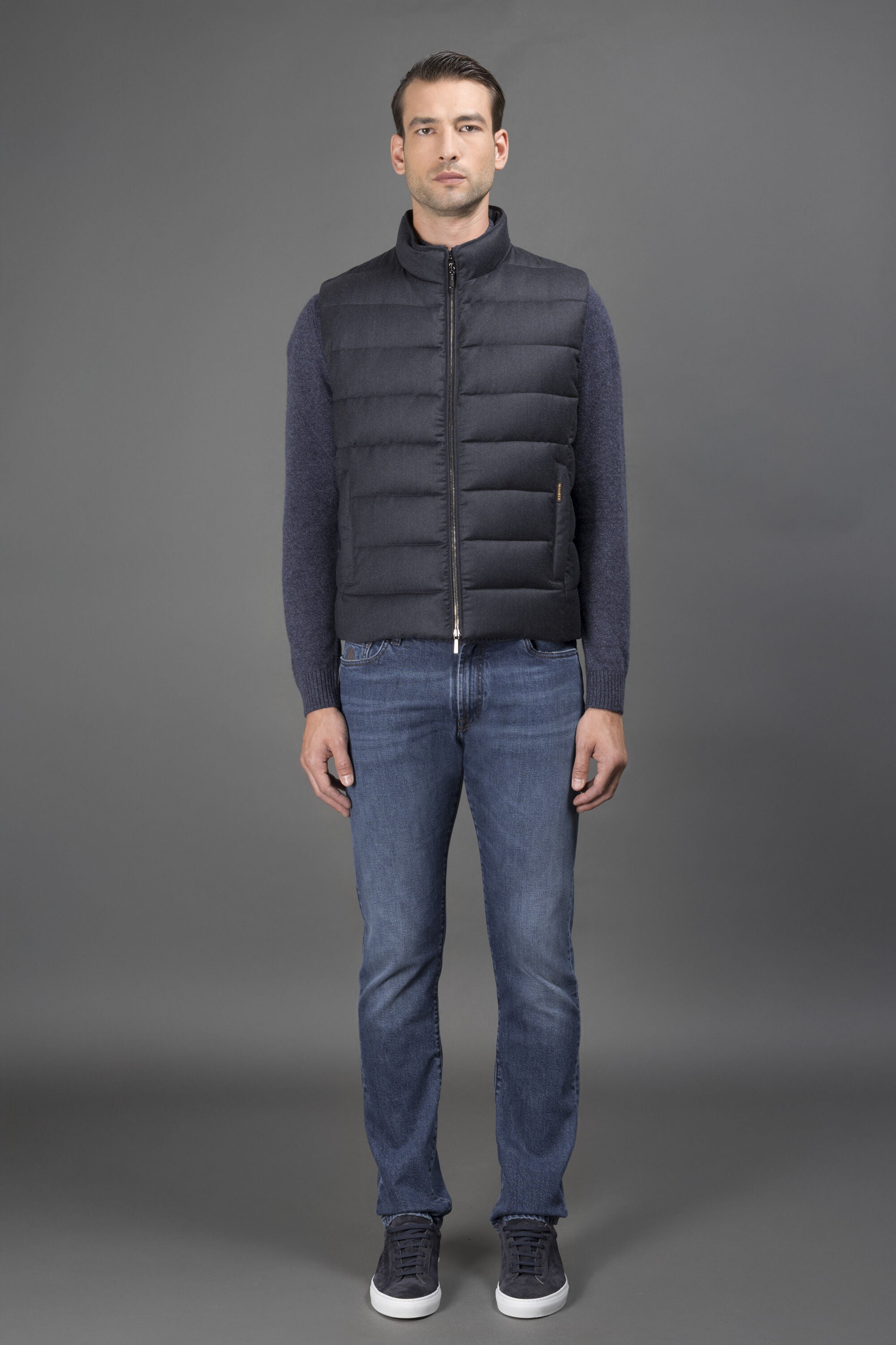 MOORER MEN'S BLUE QUILTED VEST