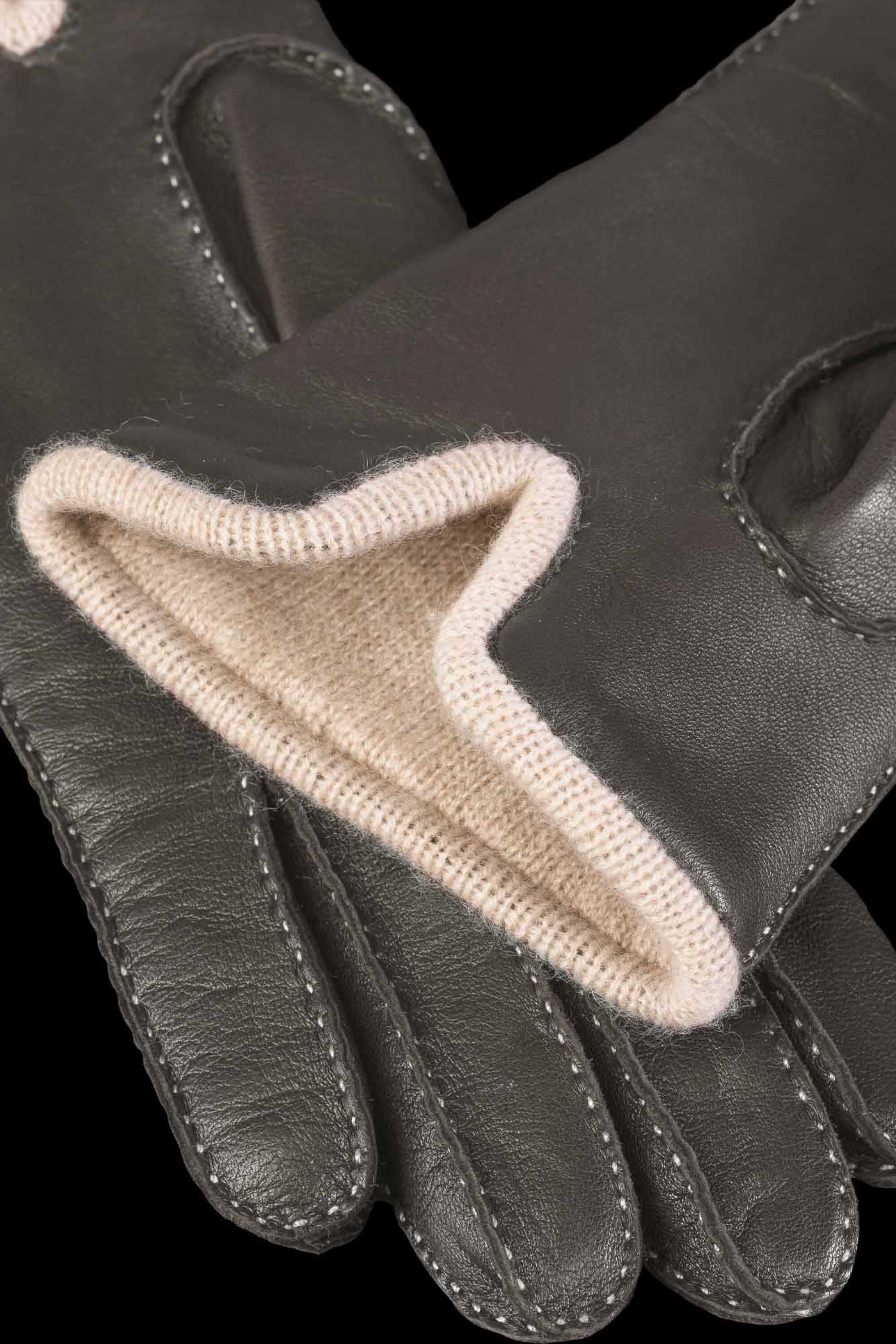MOORER WOMEN'S DARK LEATHER GLOVES WITH KNIT LINING