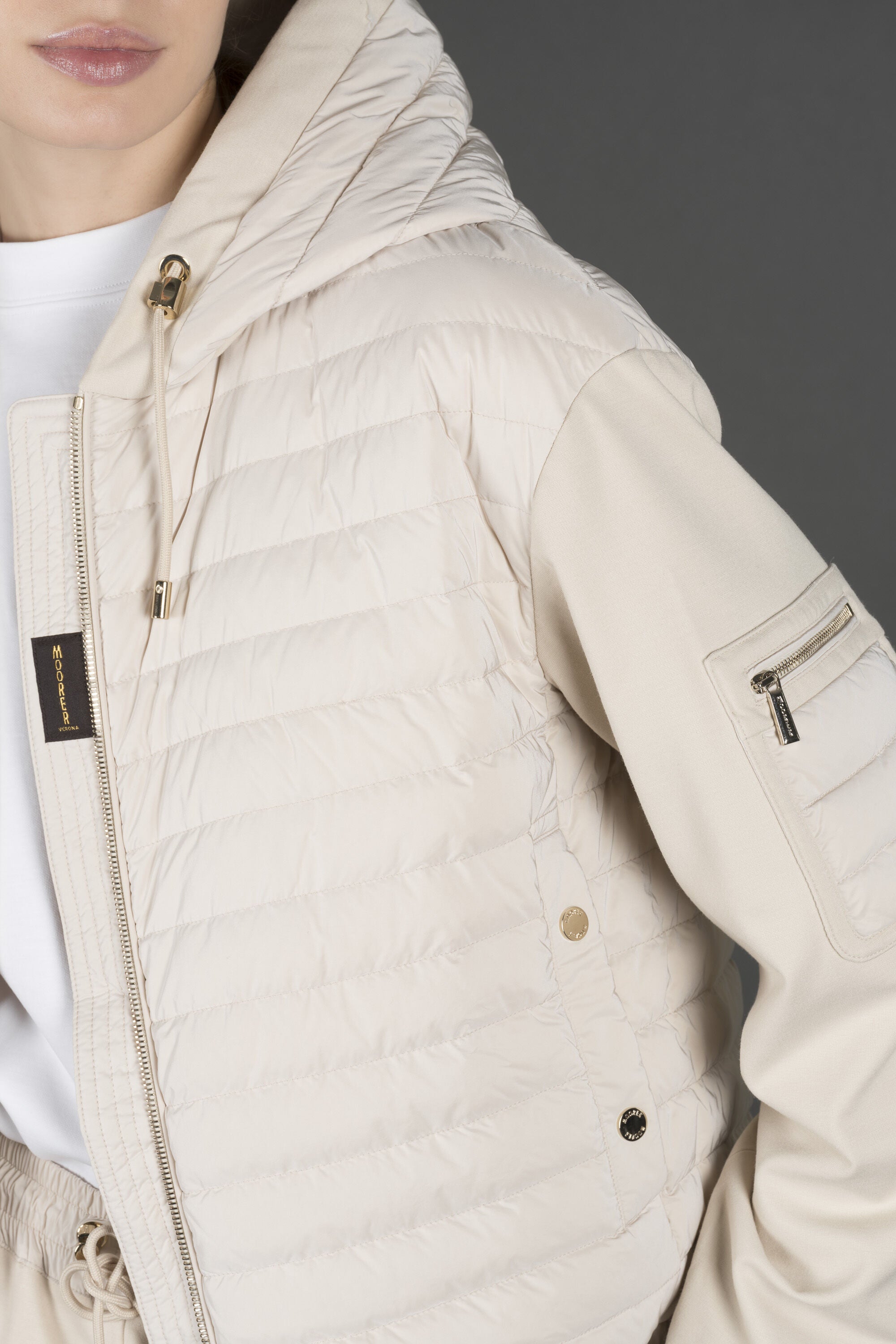 MOORER WOMEN'S NUDE QUILTED JACKET AND TROUSERS