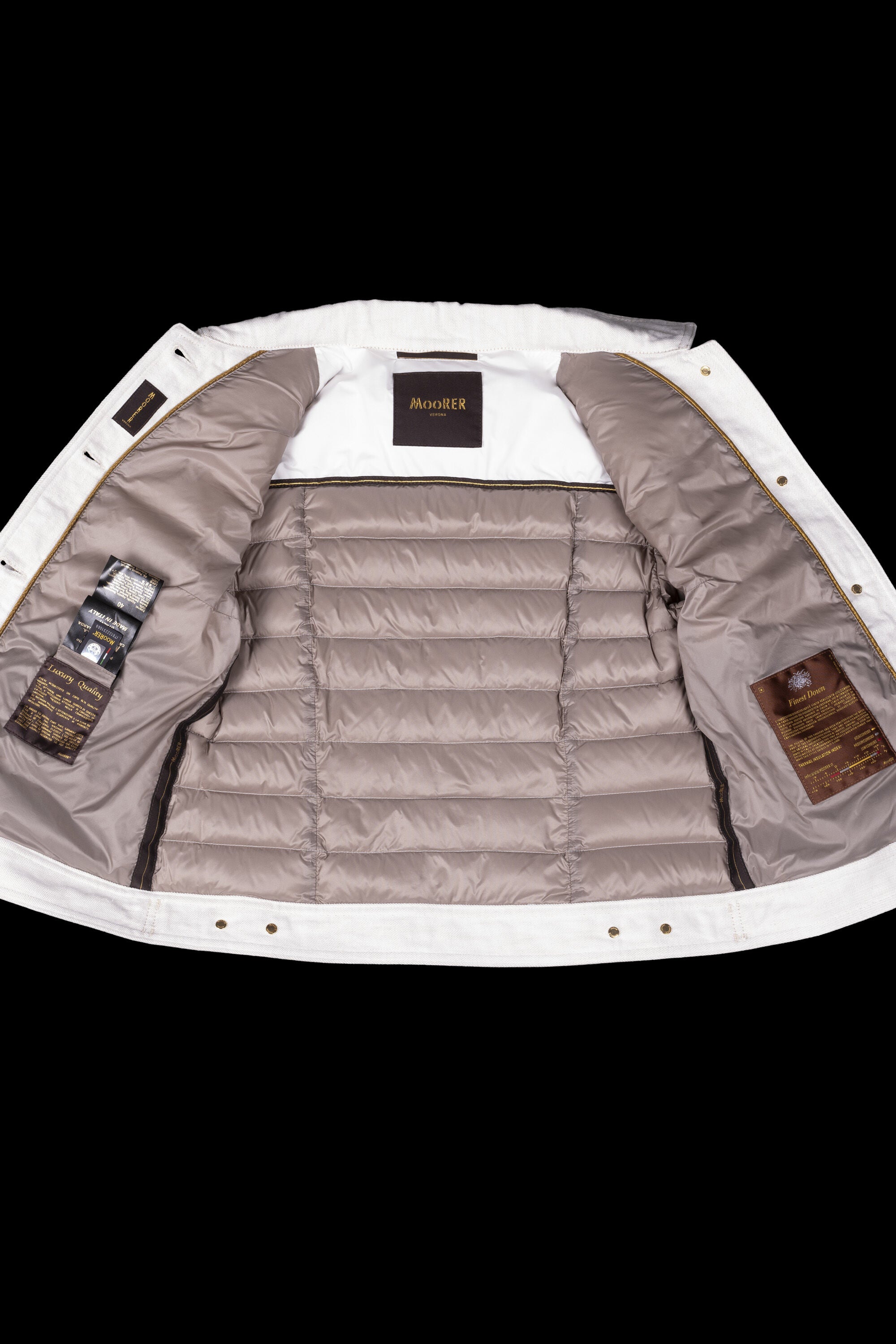 MOORER WOMEN'S ECRU QUILTED PANEL JACKET