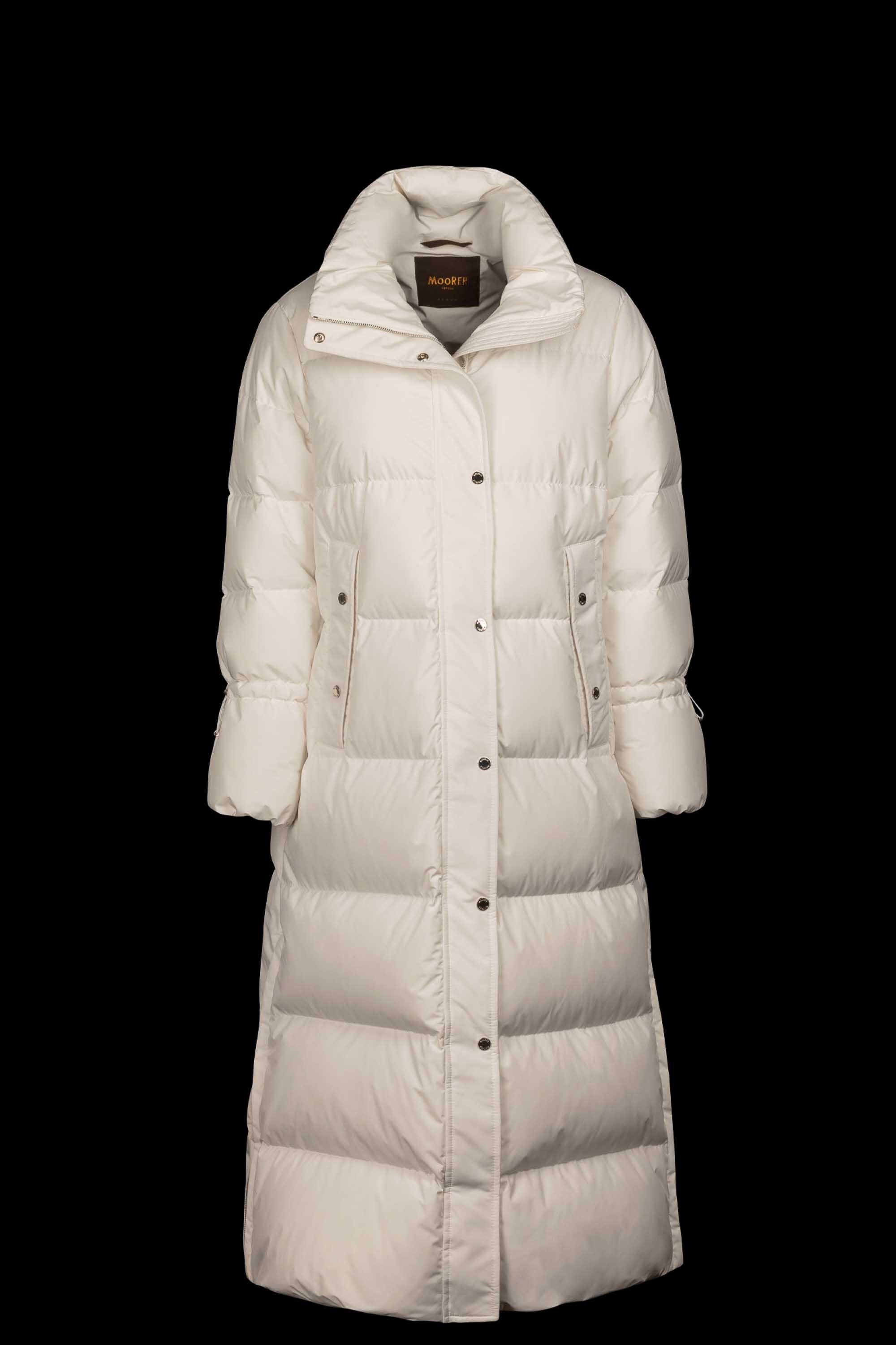 MOORER WOMEN'S WHITE LONG QUILTED DOWN COAT