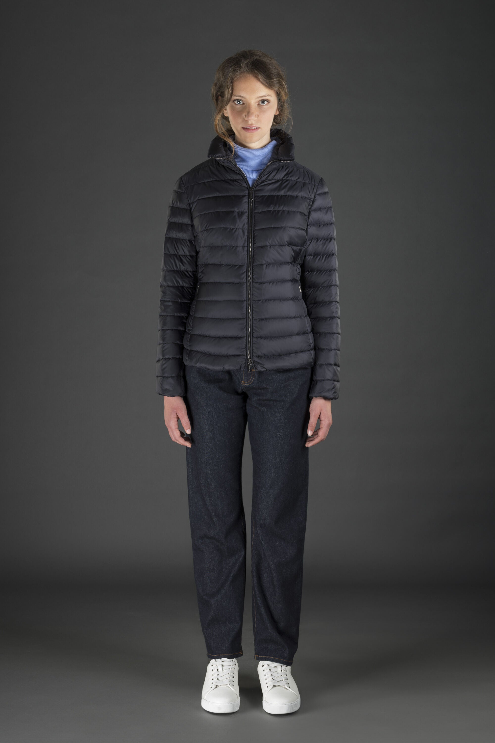 MOORER WOMEN'S NAVY CAPE-STYLE BUTTONED JACKET