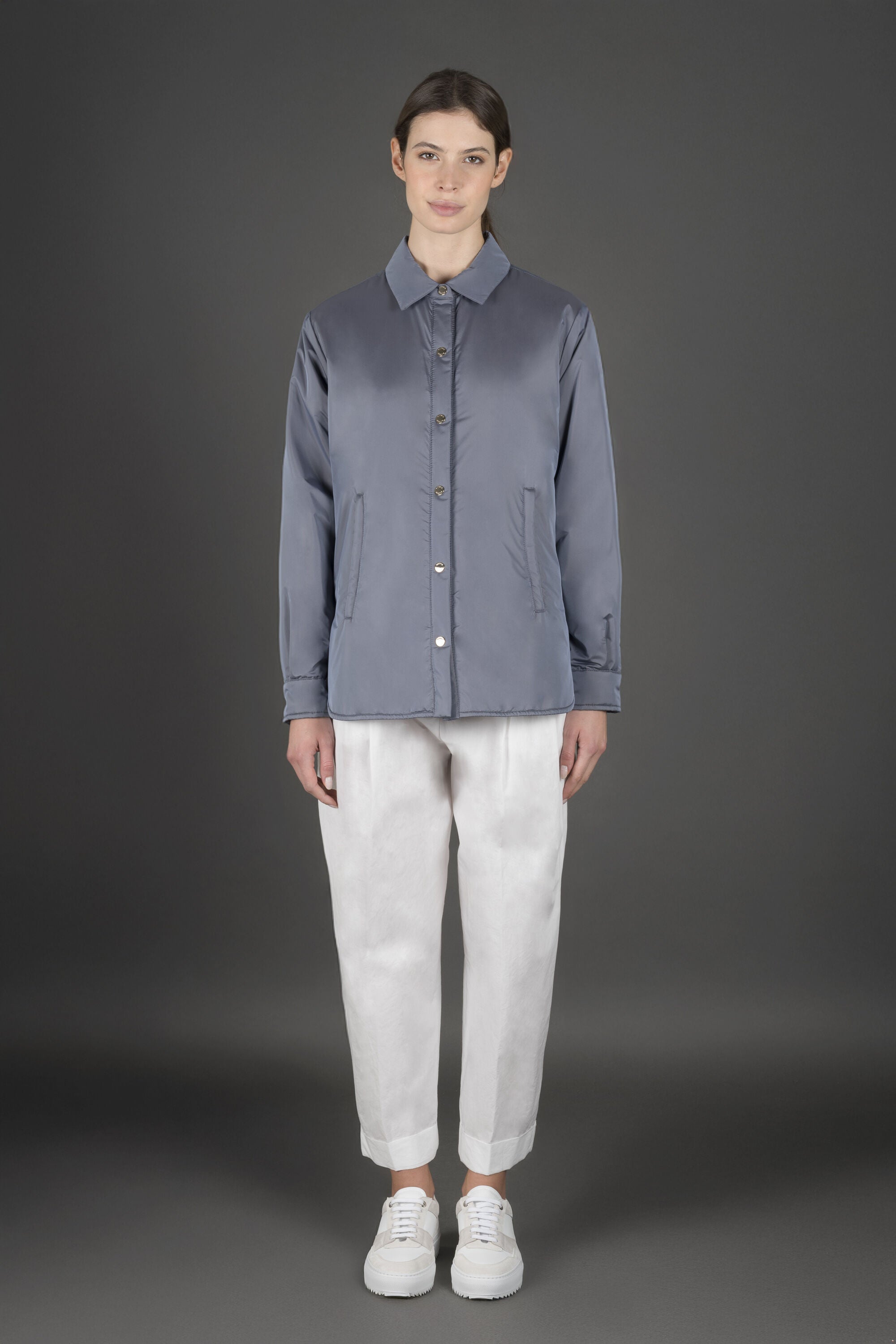 MOORER WOMEN'S SLATE BLUE BUTTON-UP JACKET