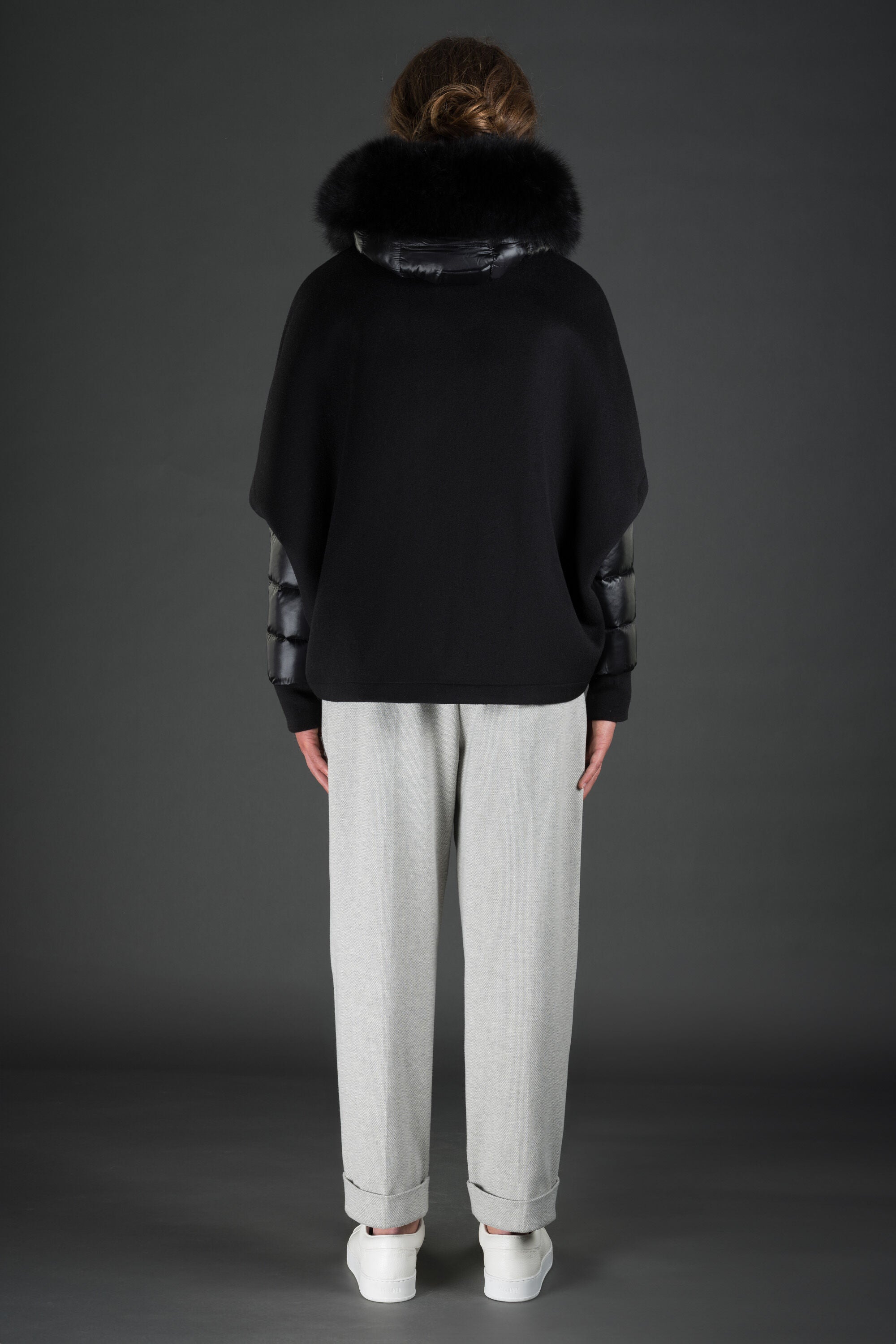 MOORER WOMEN'S BLACK JACKET WITH FUR COLLAR
