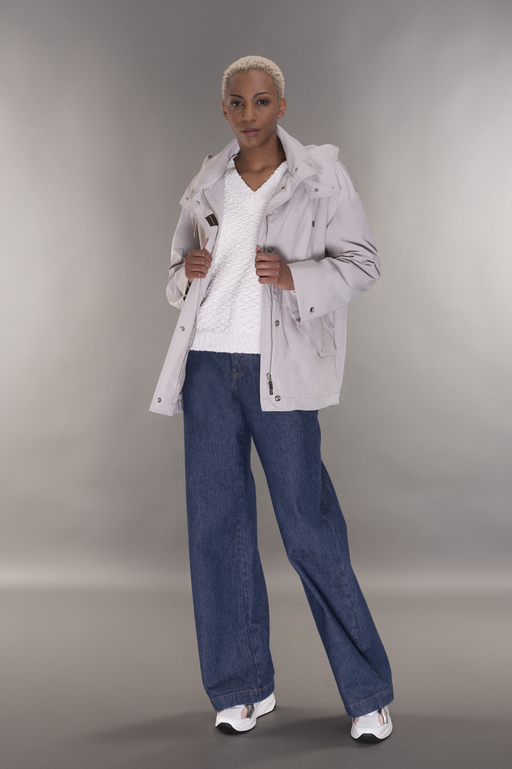 MOORER WOMEN'S LIGHT GREY RELAXED JACKET