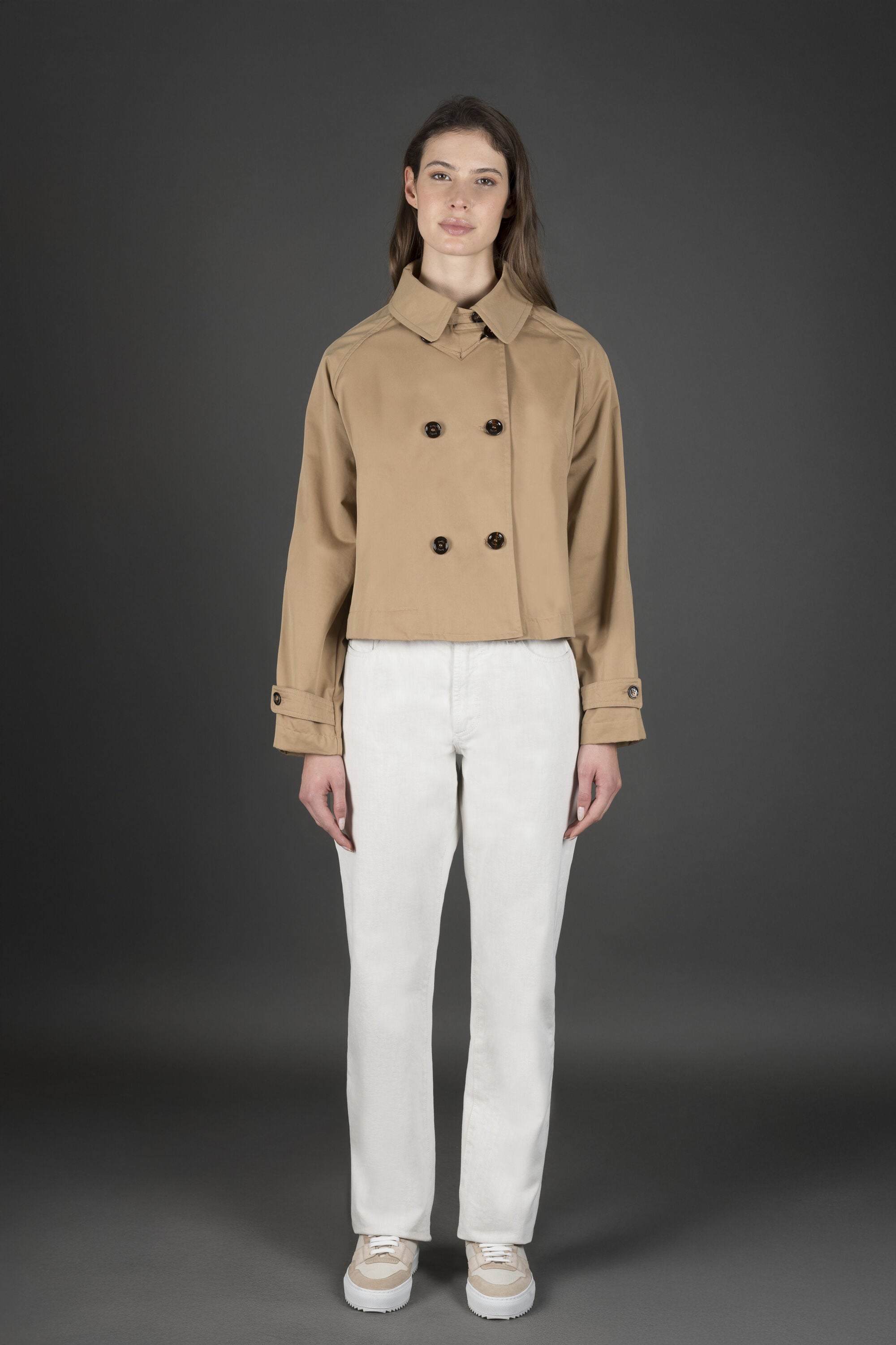 MOORER WOMEN'S TAN BELTED TRENCH COAT