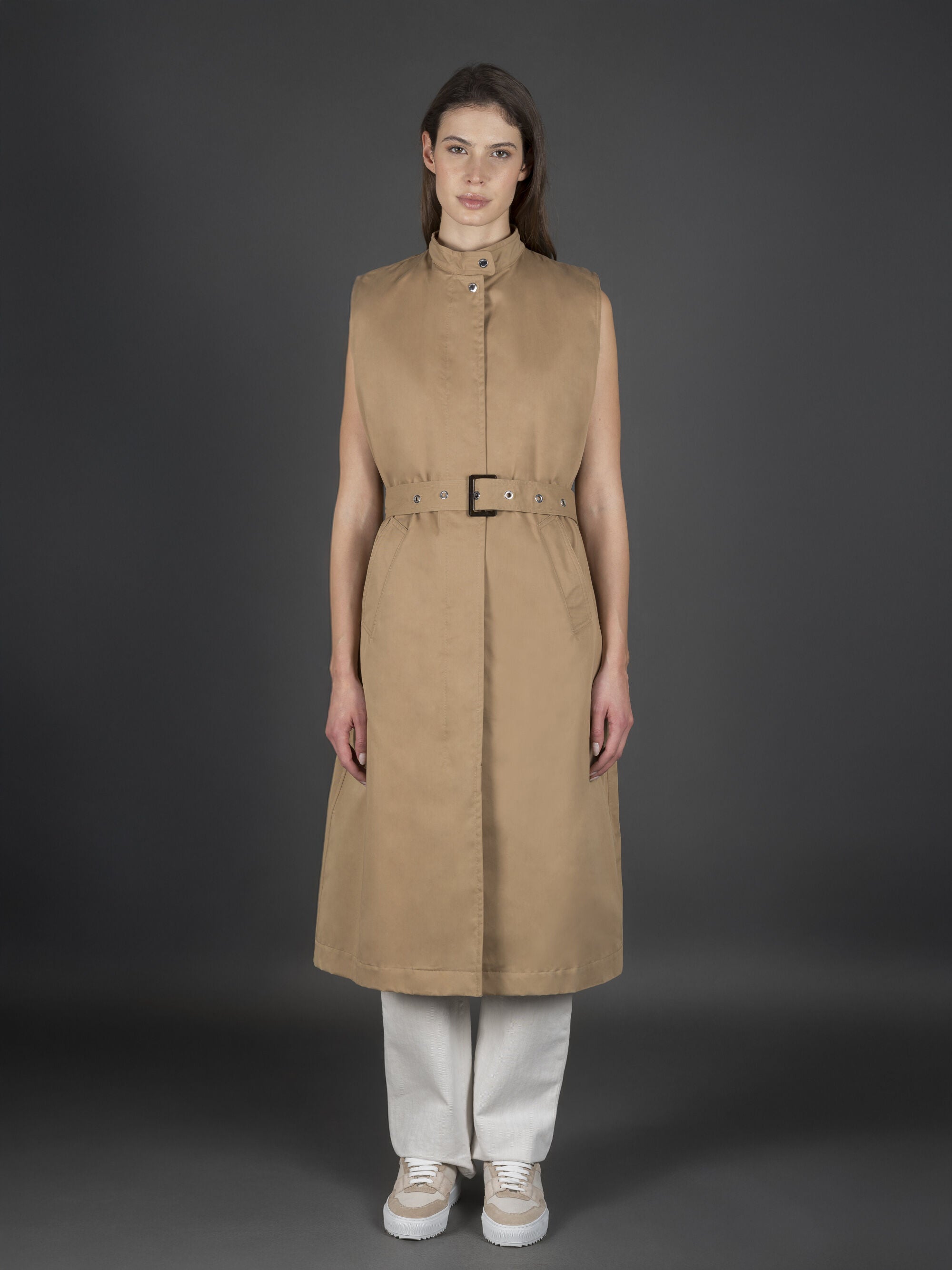 MOORER WOMEN'S TAN BELTED TRENCH COAT