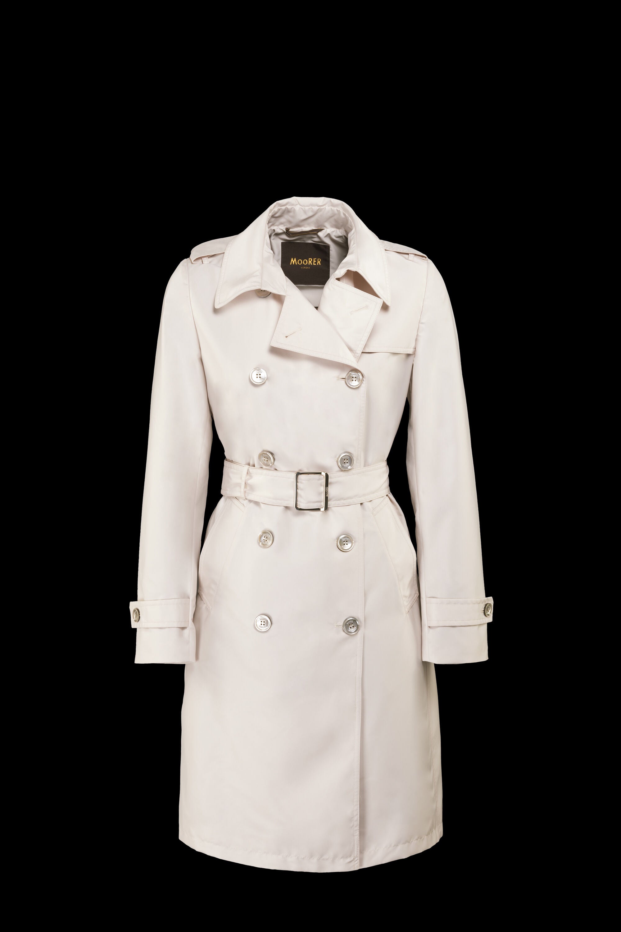 MOORER WOMEN'S POWDER DOUBLE-BREASTED TRENCH COAT