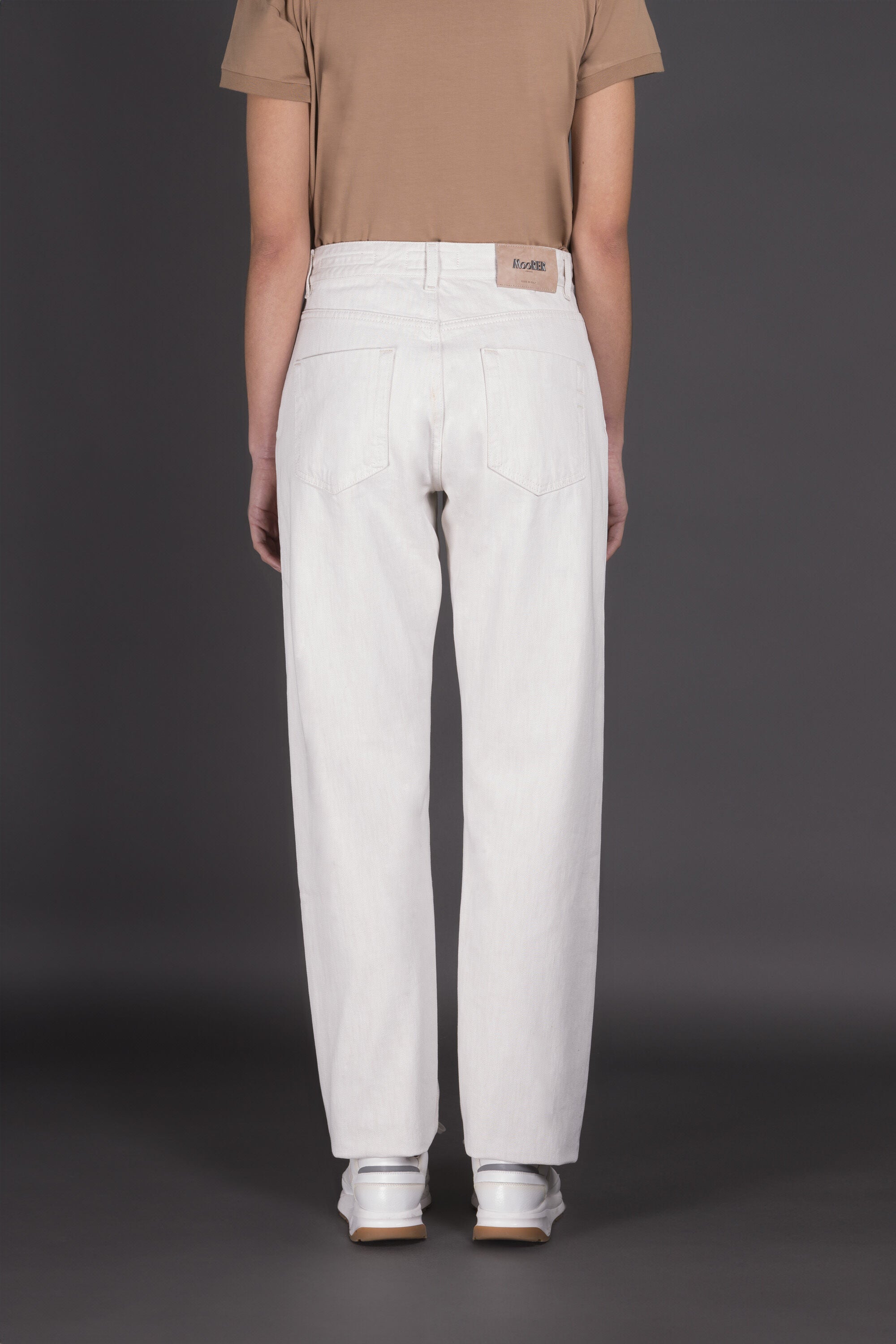 MOORER WOMEN'S ECRU STRAIGHT-LEG TROUSERS
