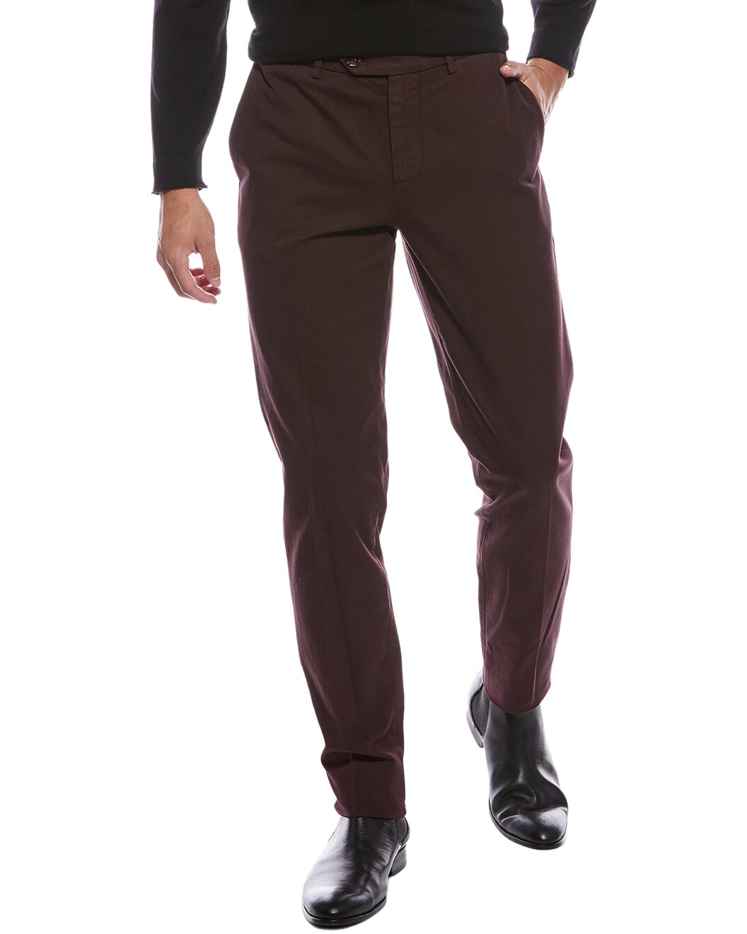 BRUNELLO CUCINELLI MEN'S DARK PURPLE TAILORED TROUSERS