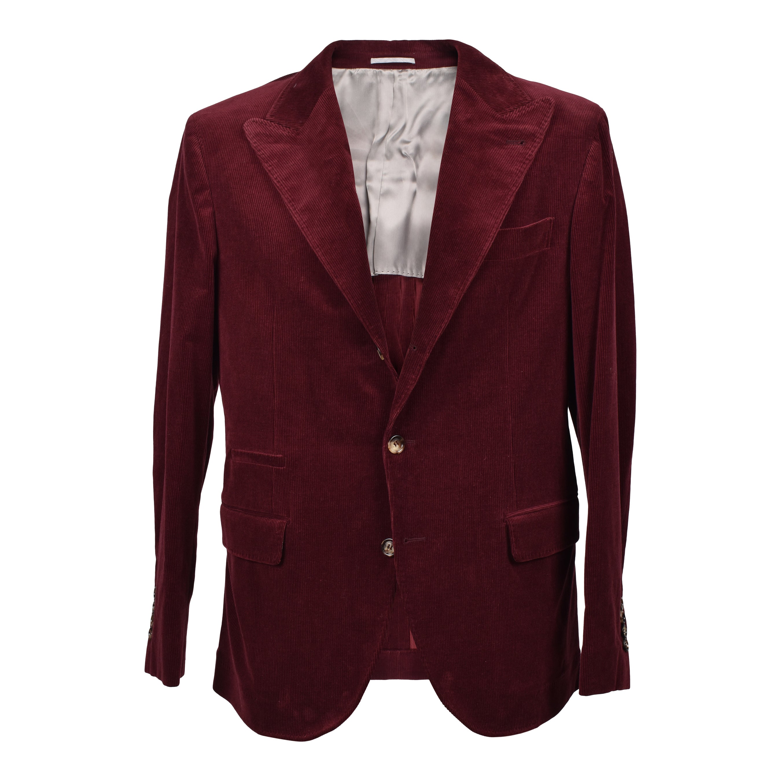 BRUNELLO CUCINELLI MEN'S BURGUNDY WOOL CASHMERE BLAZER