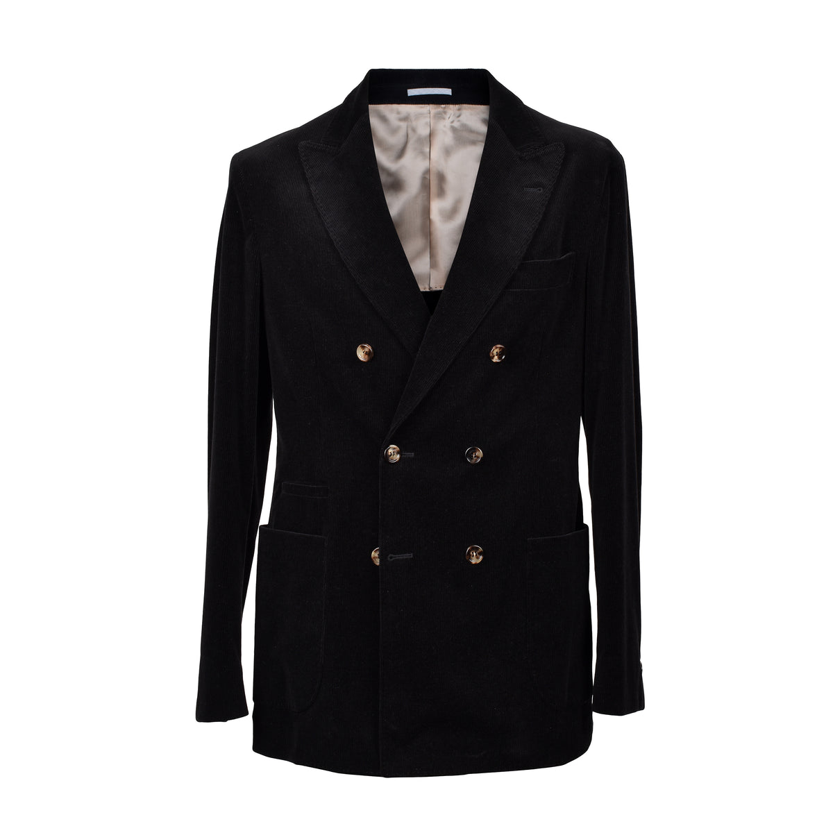 BRUNELLO CUCINELLI MEN'S BLACK WOOL DOUBLE BREASTED SUIT