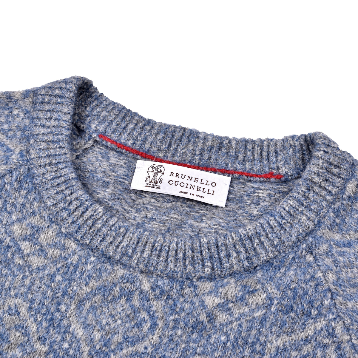 BRUNELLO CUCINELLI MEN'S LIGHT BLUE WOOL SWEATER
