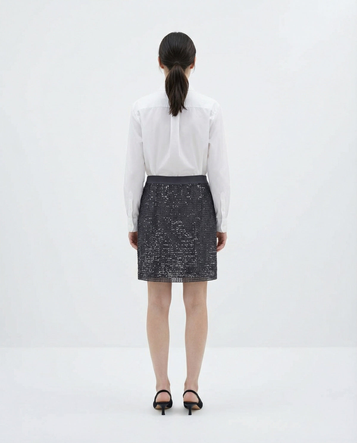 BRUNELLO CUCINELLI WOMEN'S BLACK SILK MINI SKIRT