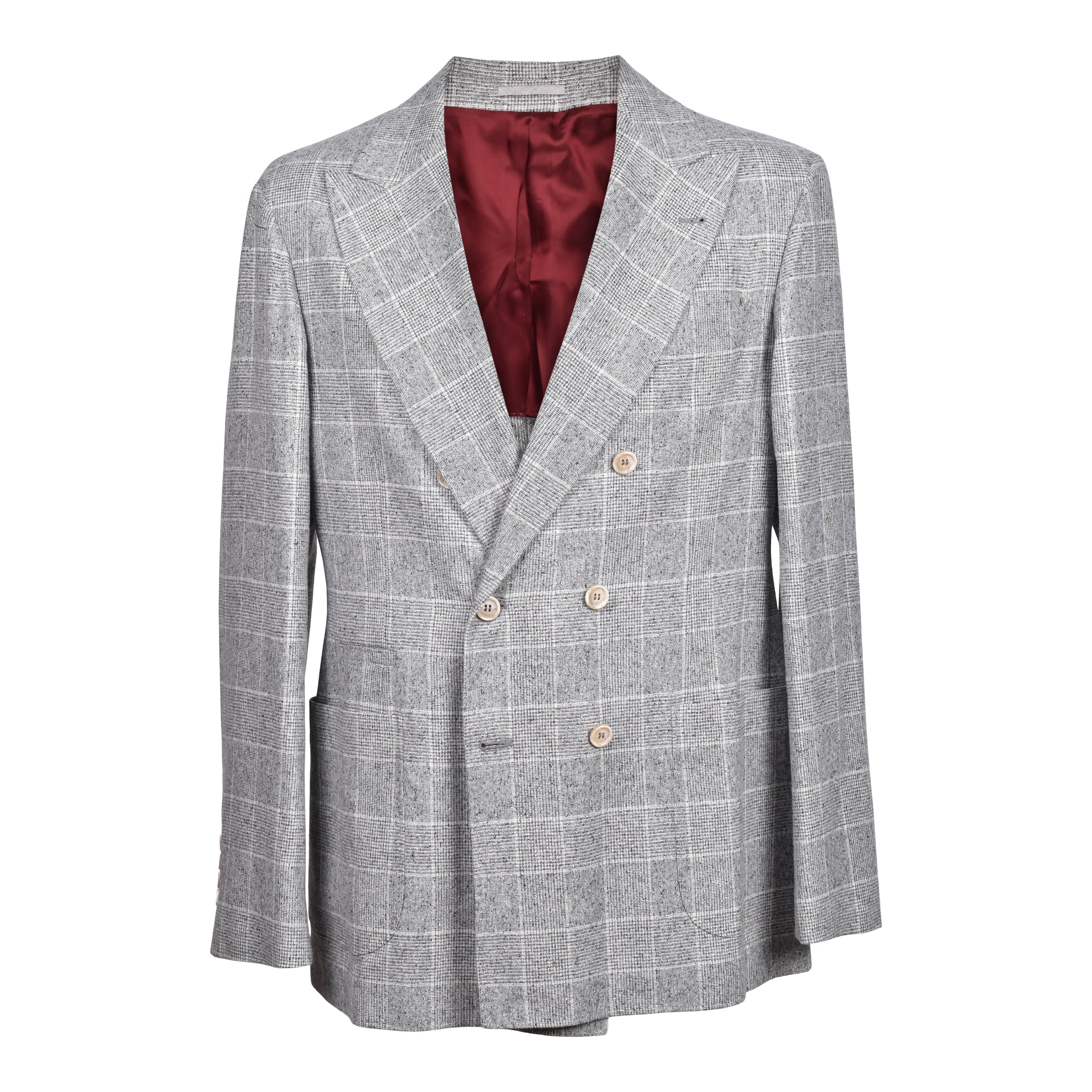 BRUNELLO CUCINELLI MEN'S GREY WOOL DOUBLE BREASTED BLAZER