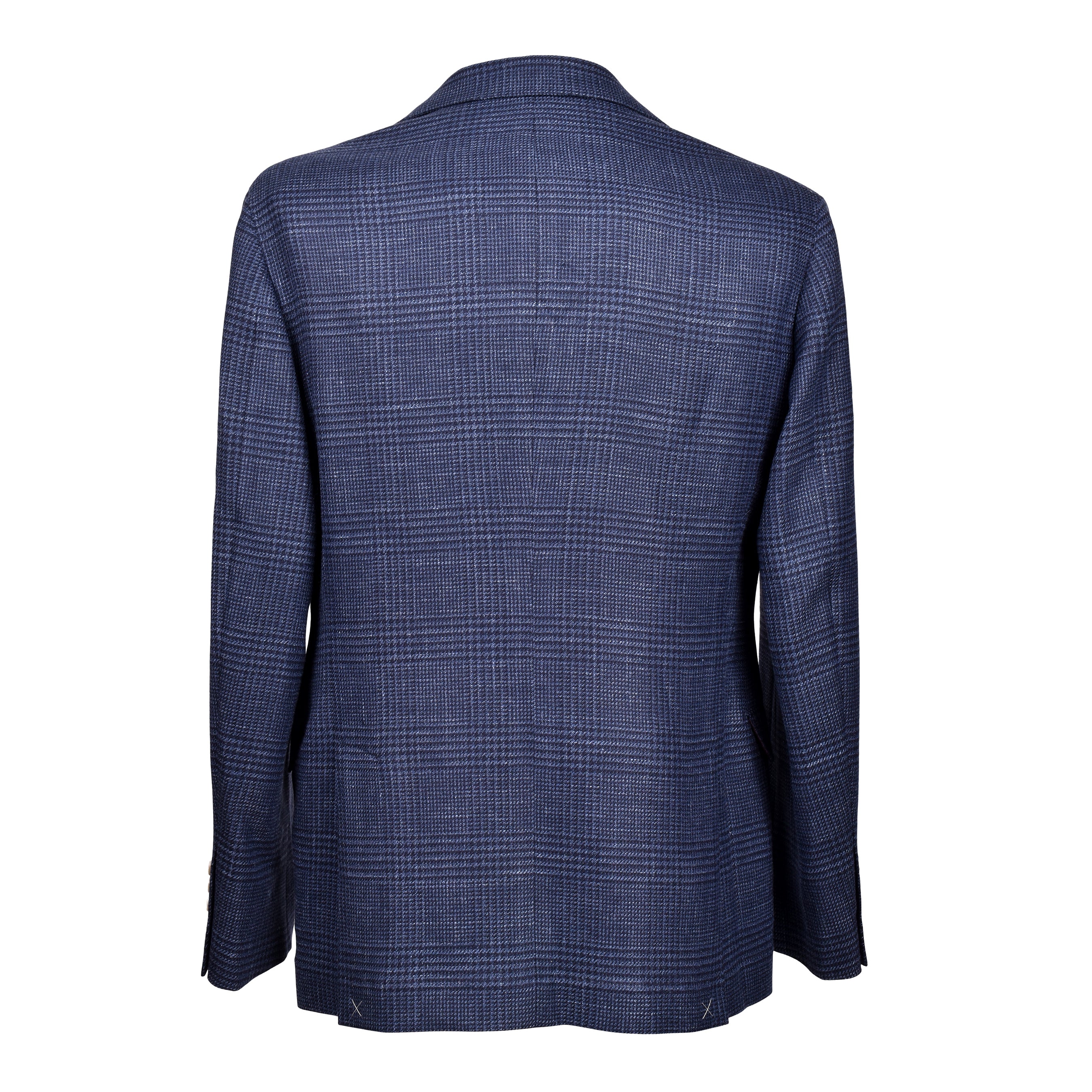 BRUNELLO CUCINELLI MEN'S BLUE WOOL BLEND PLAID BLAZER