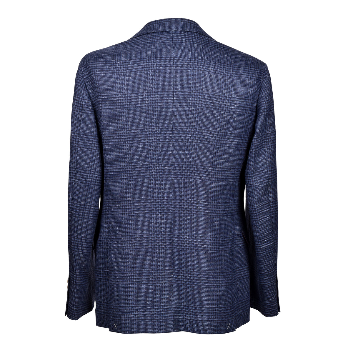 BRUNELLO CUCINELLI MEN'S BLUE WOOL BLEND PLAID BLAZER