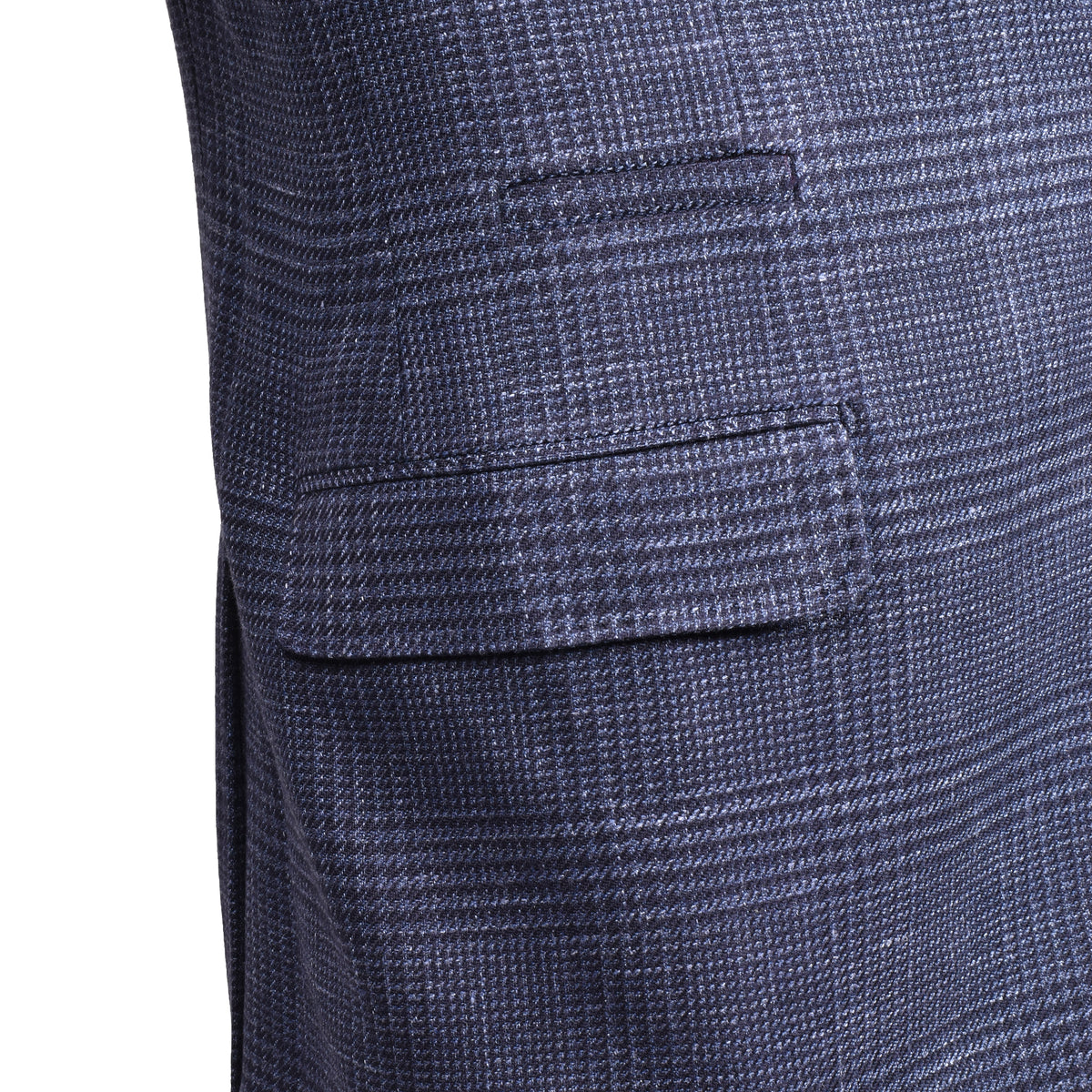 BRUNELLO CUCINELLI MEN'S BLUE WOOL BLEND PLAID BLAZER