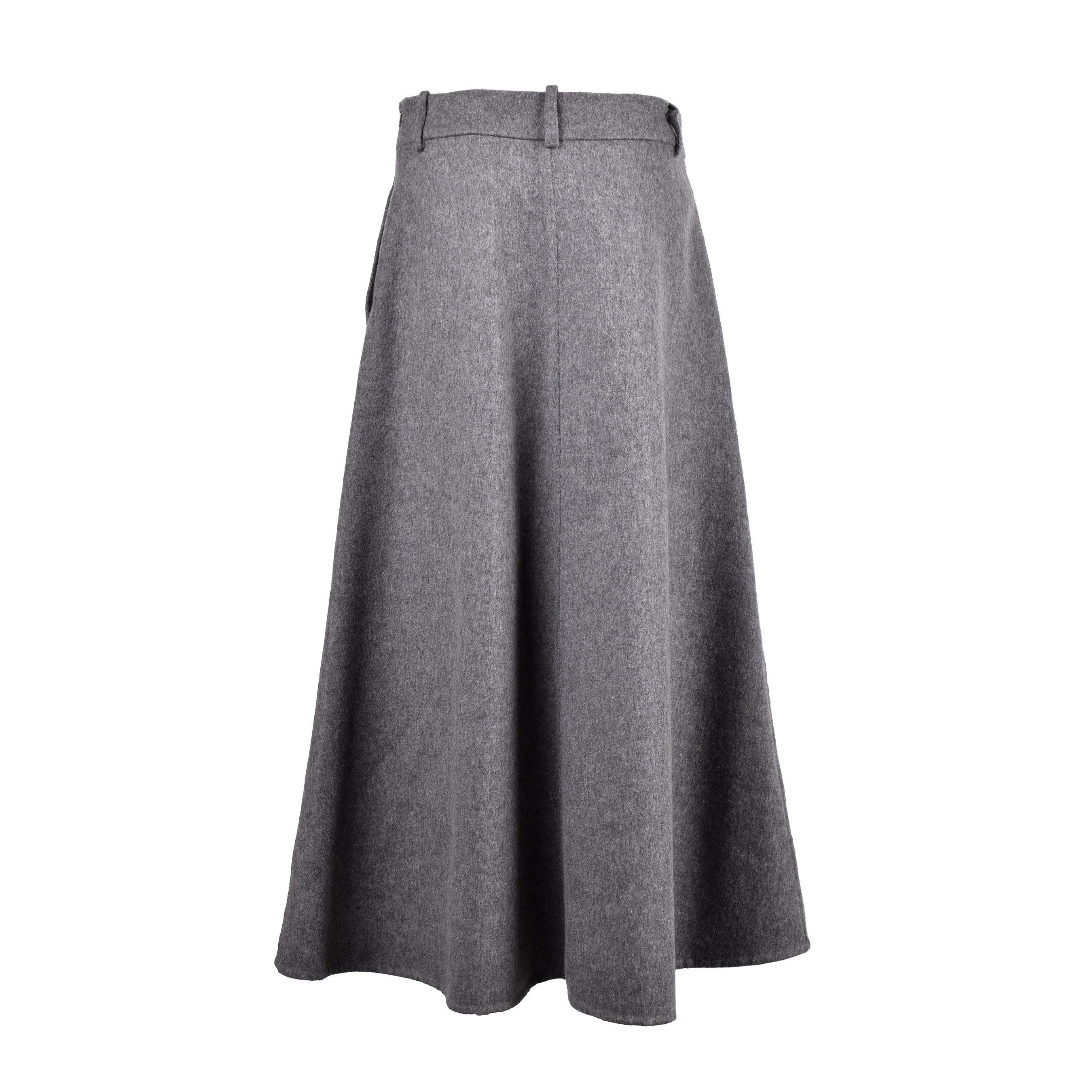 BRUNELLO CUCINELLI WOMEN'S MEDIUM GREY VIRGIN WOOL MIDI SKIRT