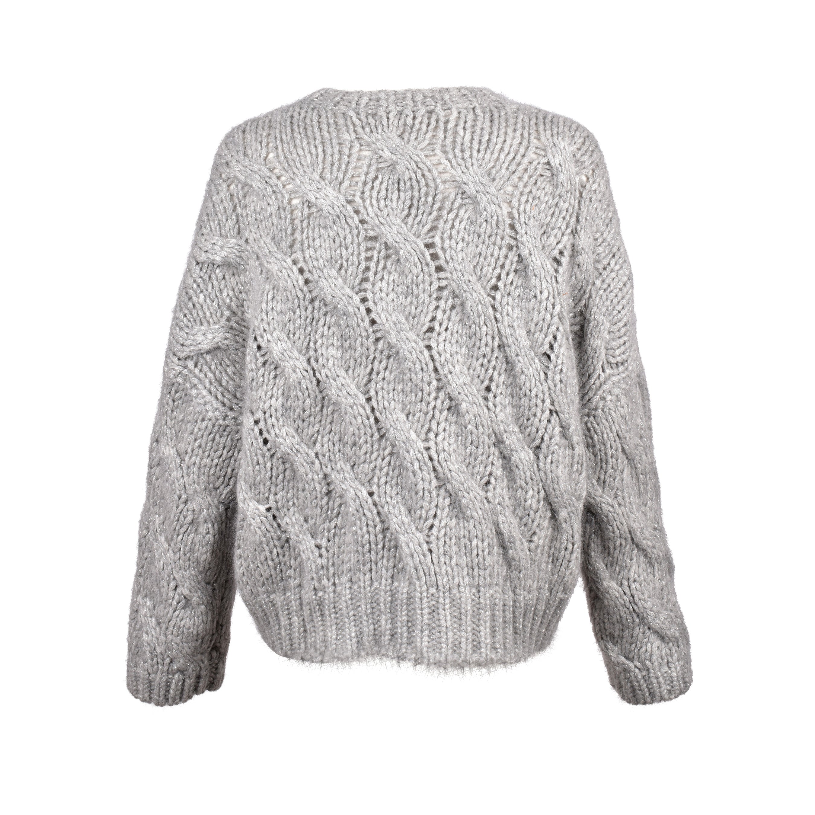 BRUNELLO CUCINELLI WOMEN'S LIGHT GREY WOOL SWEATER