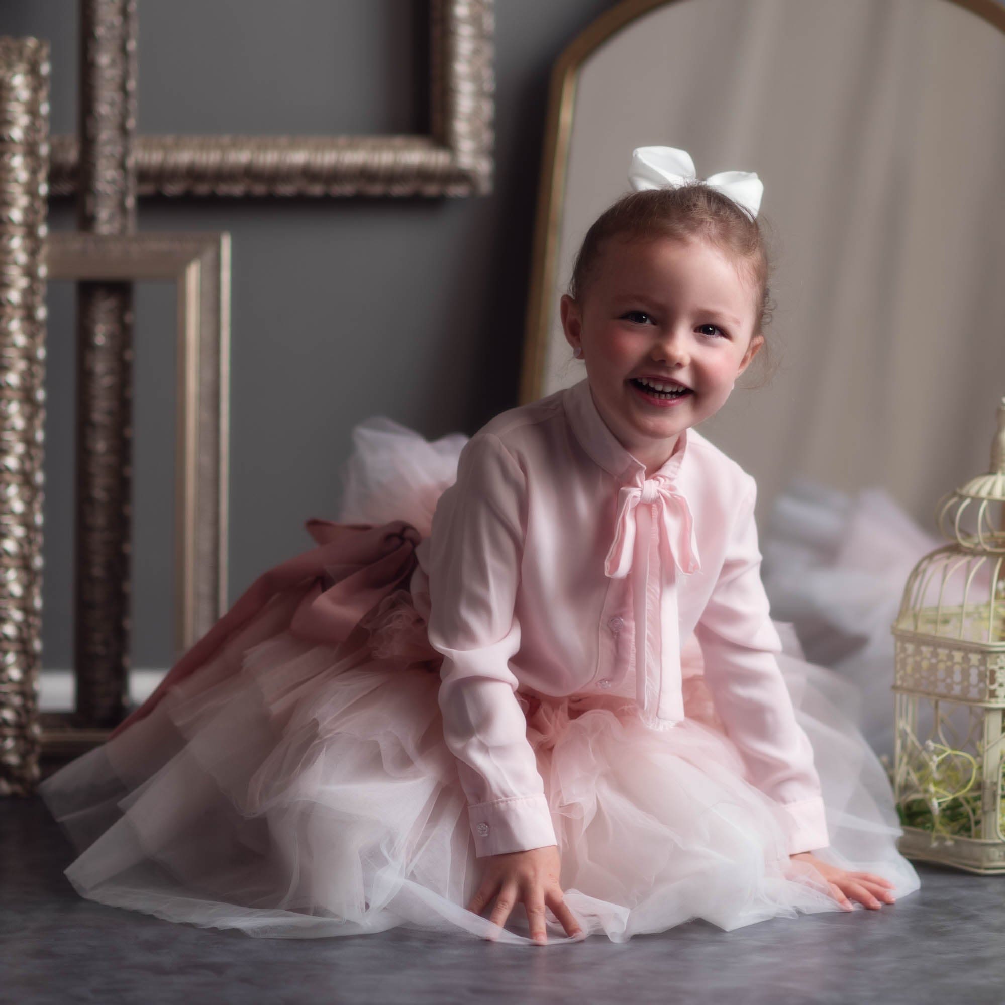 Blush pink tie top paired with Pink Ombre Tutu Skirt