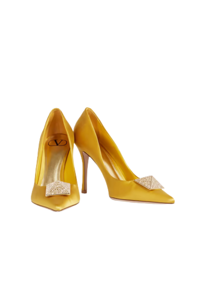 Valentino Garavani 100mm One Stud Embellished Pumps In Gold