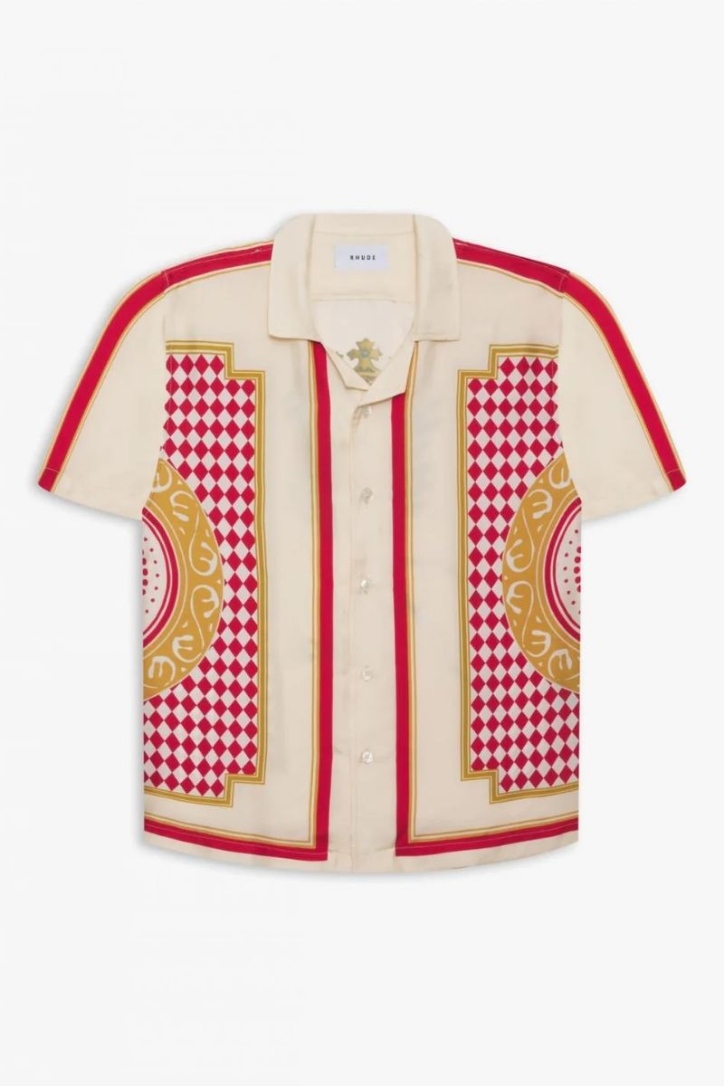 Rhude silk casino ss button up 'creme/multi'