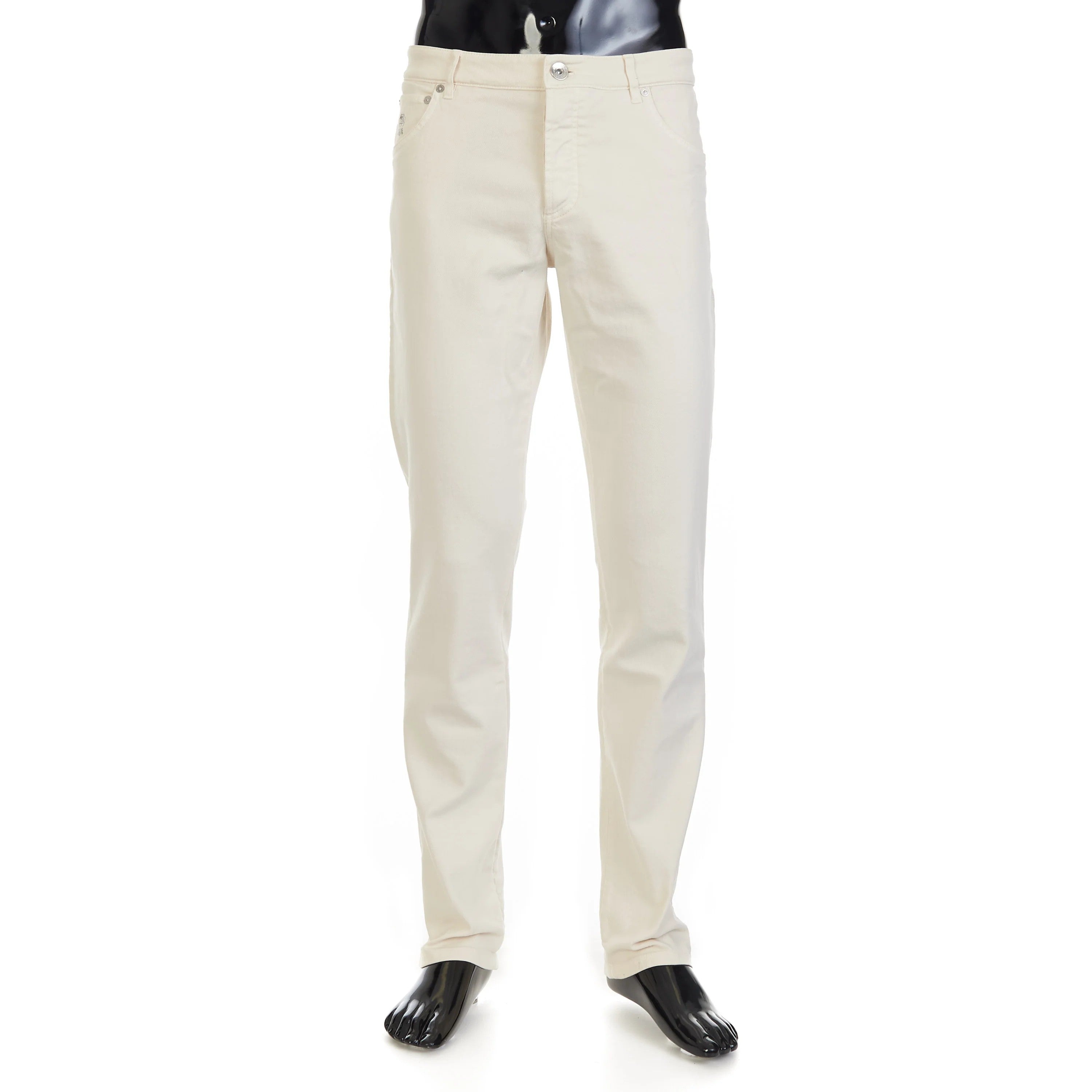 BRUNELLO CUCINELLI MEN'S CREAM SLIM FIT TROUSERS