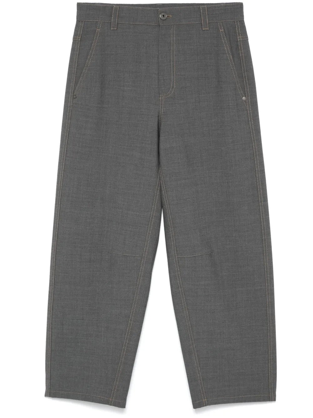 BRUNELLO CUCINELLI WOMEN'S GREY WOOL CROPPED TROUSERS