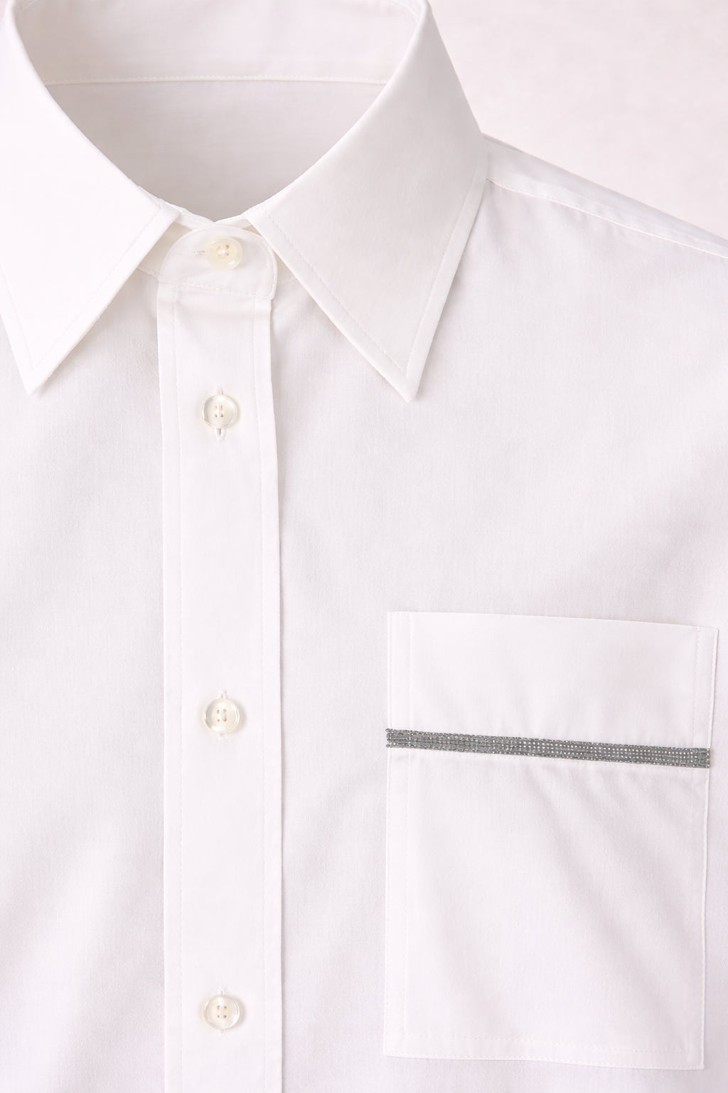 BRUNELLO CUCINELLI WOMEN'S WHITE MONILI TRIM TAILORED SHIRT