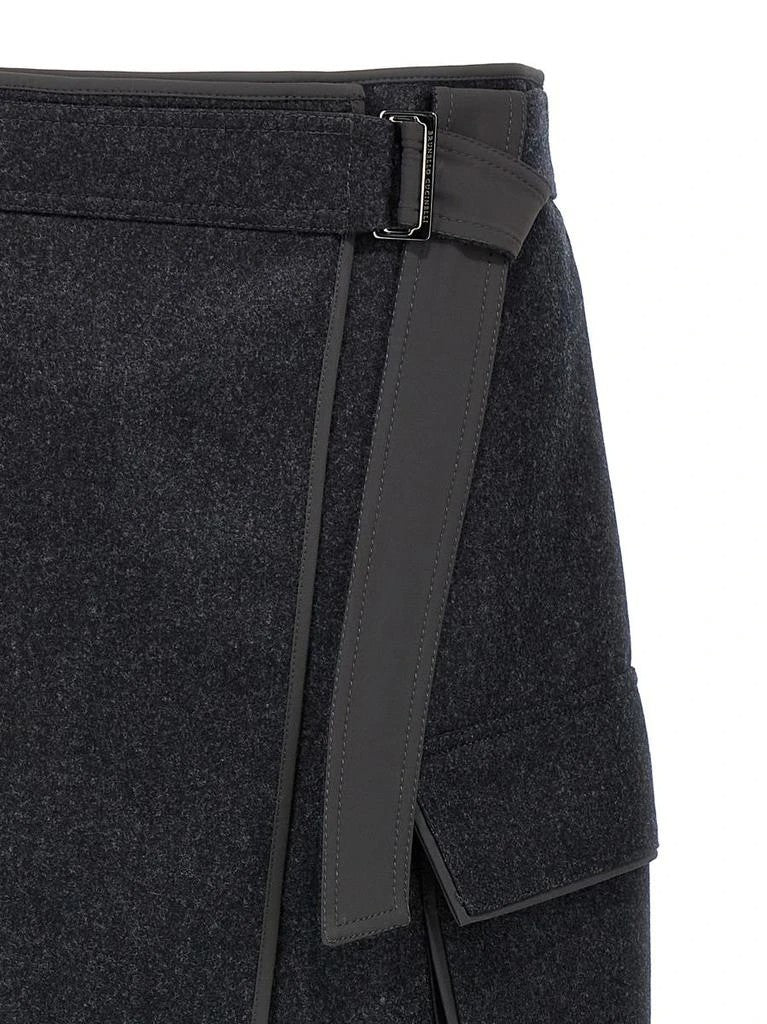 BRUNELLO CUCINELLI WOMEN'S CHARCOAL WOOL WRAP MIDI SKIRT