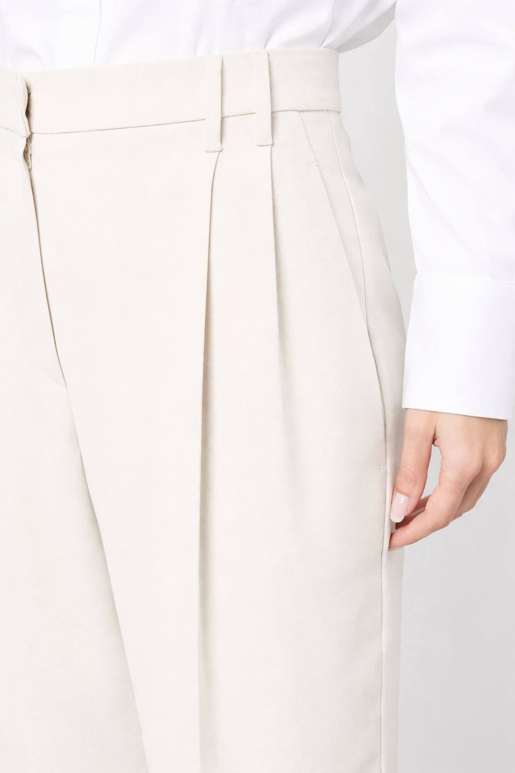 BRUNELLO CUCINELLI WOMEN'S MILK WOOL TAILORED TROUSERS
