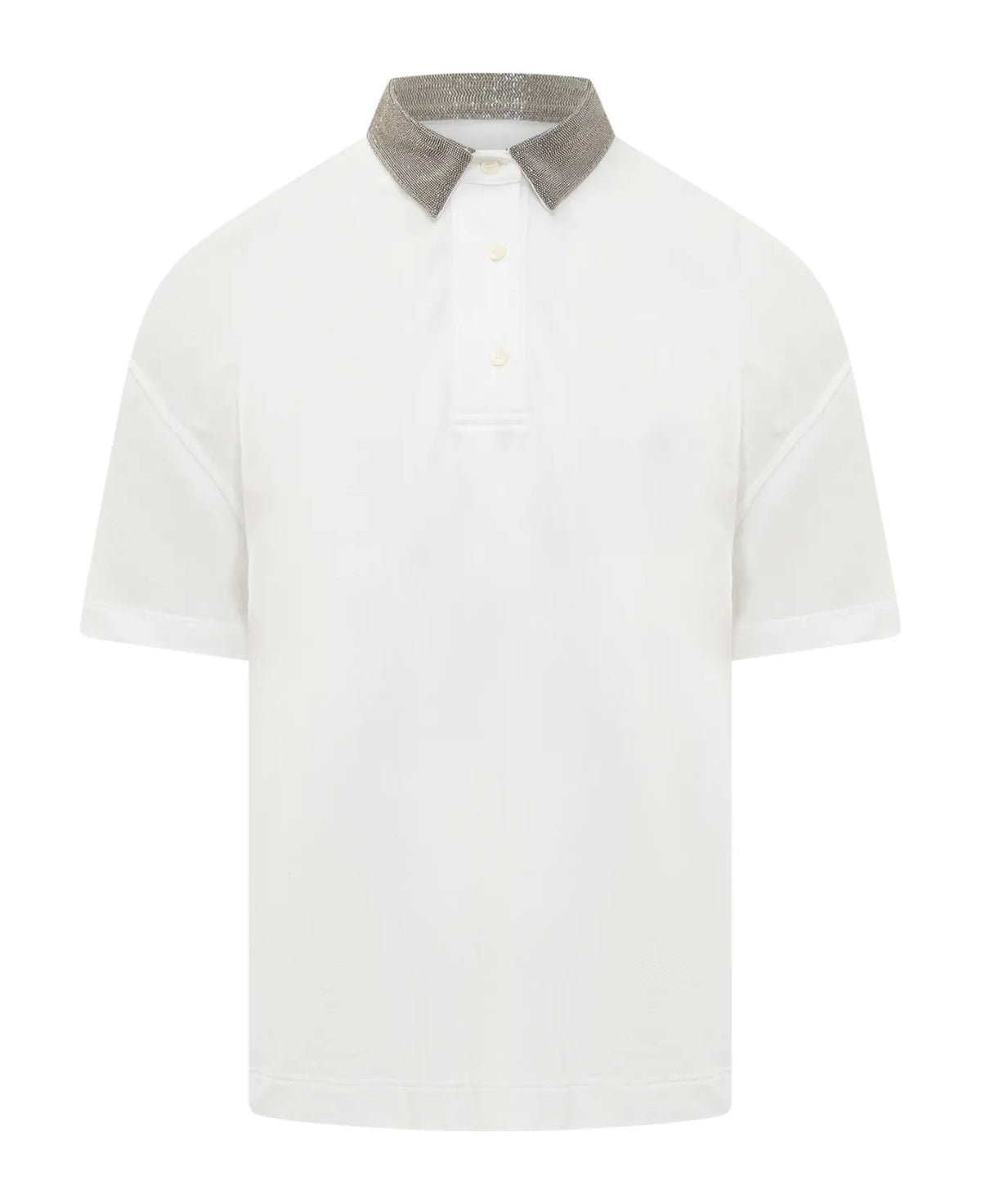 BRUNELLO CUCINELLI WOMEN'S WHITE EMBELLISHED COLLAR SHIRT