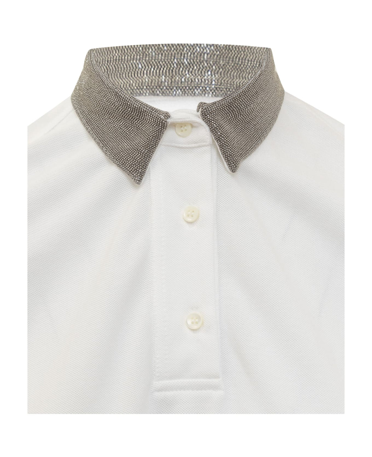 BRUNELLO CUCINELLI WOMEN'S WHITE EMBELLISHED COLLAR SHIRT