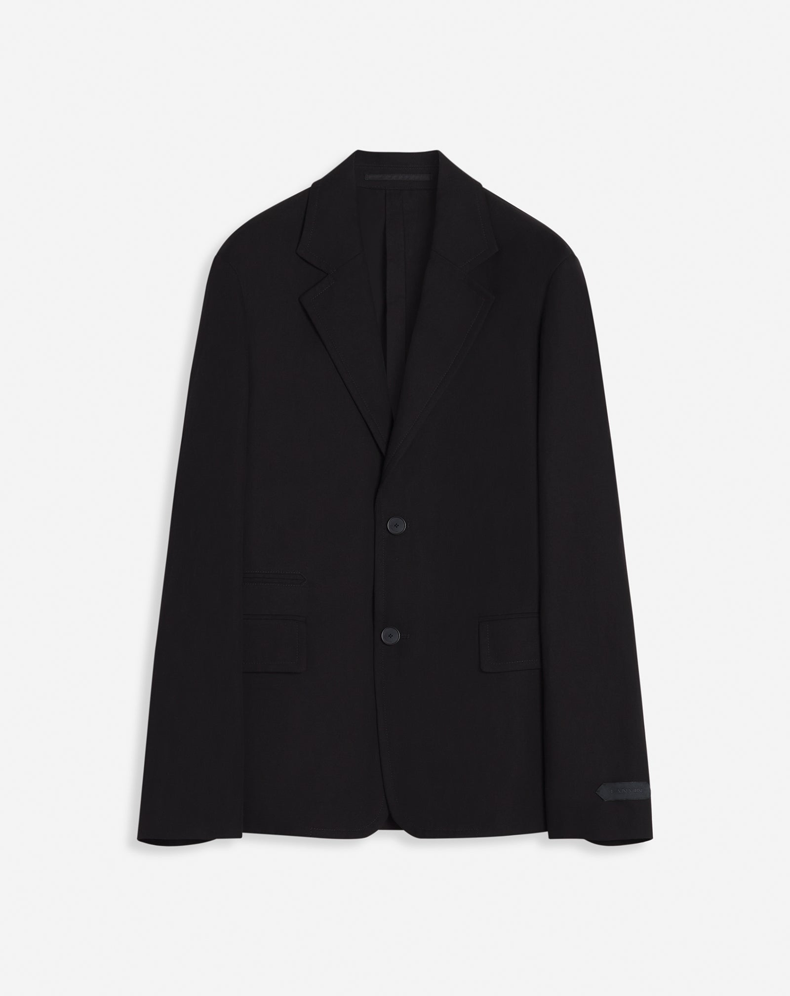 LANVIN MEN'S BLACK LINEN DECONSTRUCTED SINGLE-BREASTED JACKET