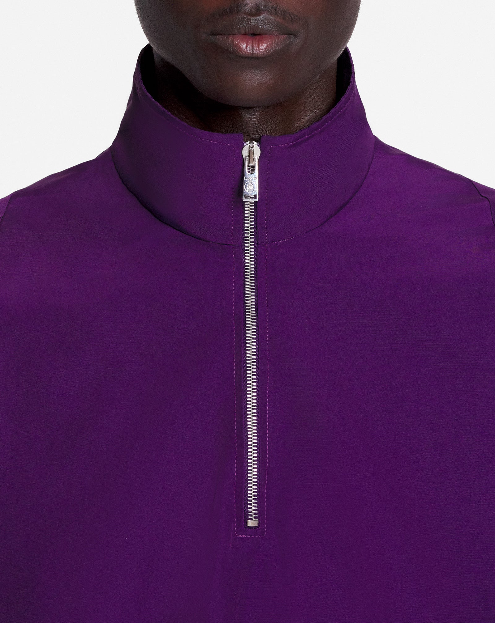 LANVIN MEN'S PURPLE ZIPPED JACKET WITH PATCHES